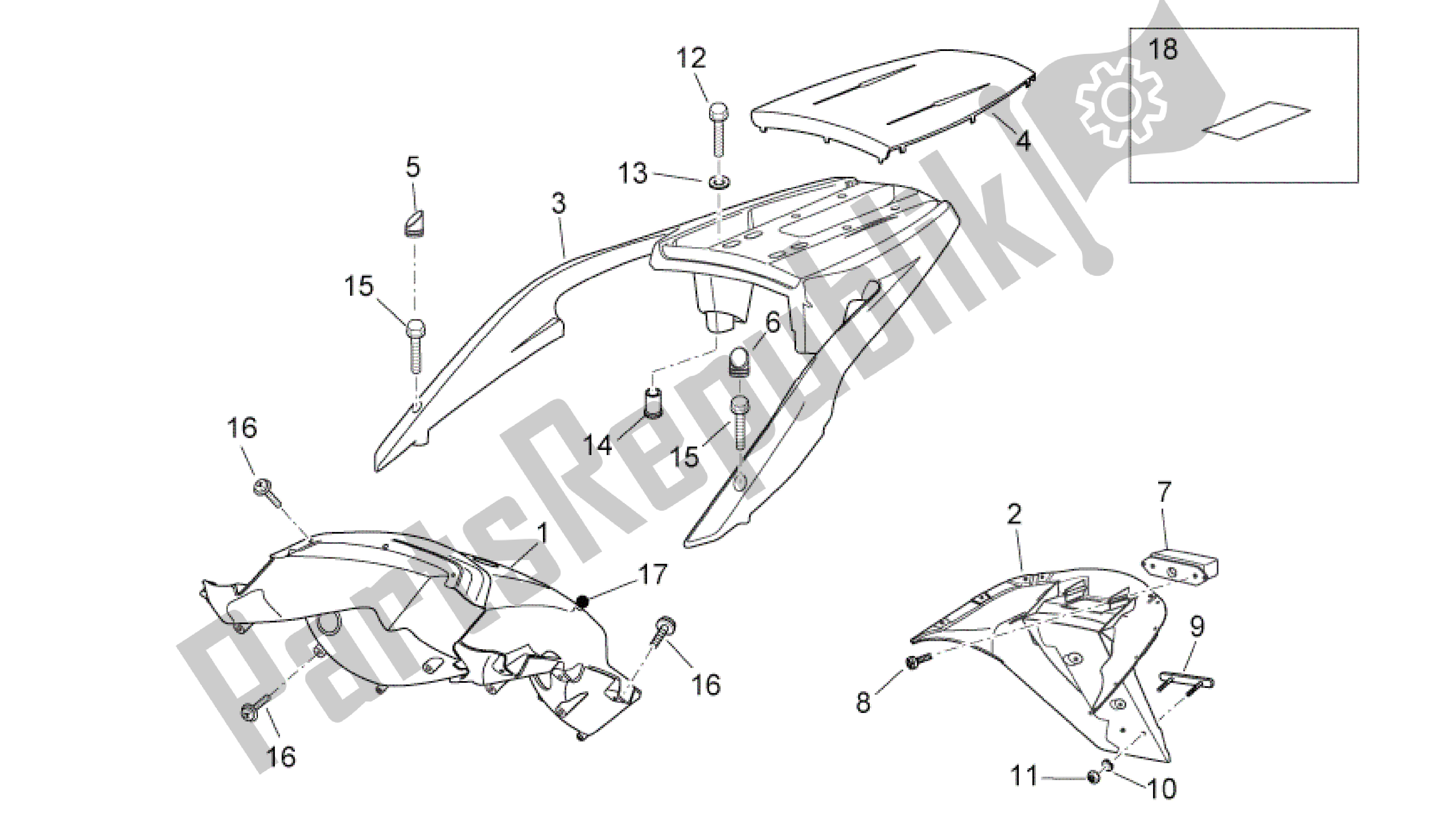 Alle Teile für das Carrocería Trasera Ii des Aprilia Atlantic 125 2010 - 2011