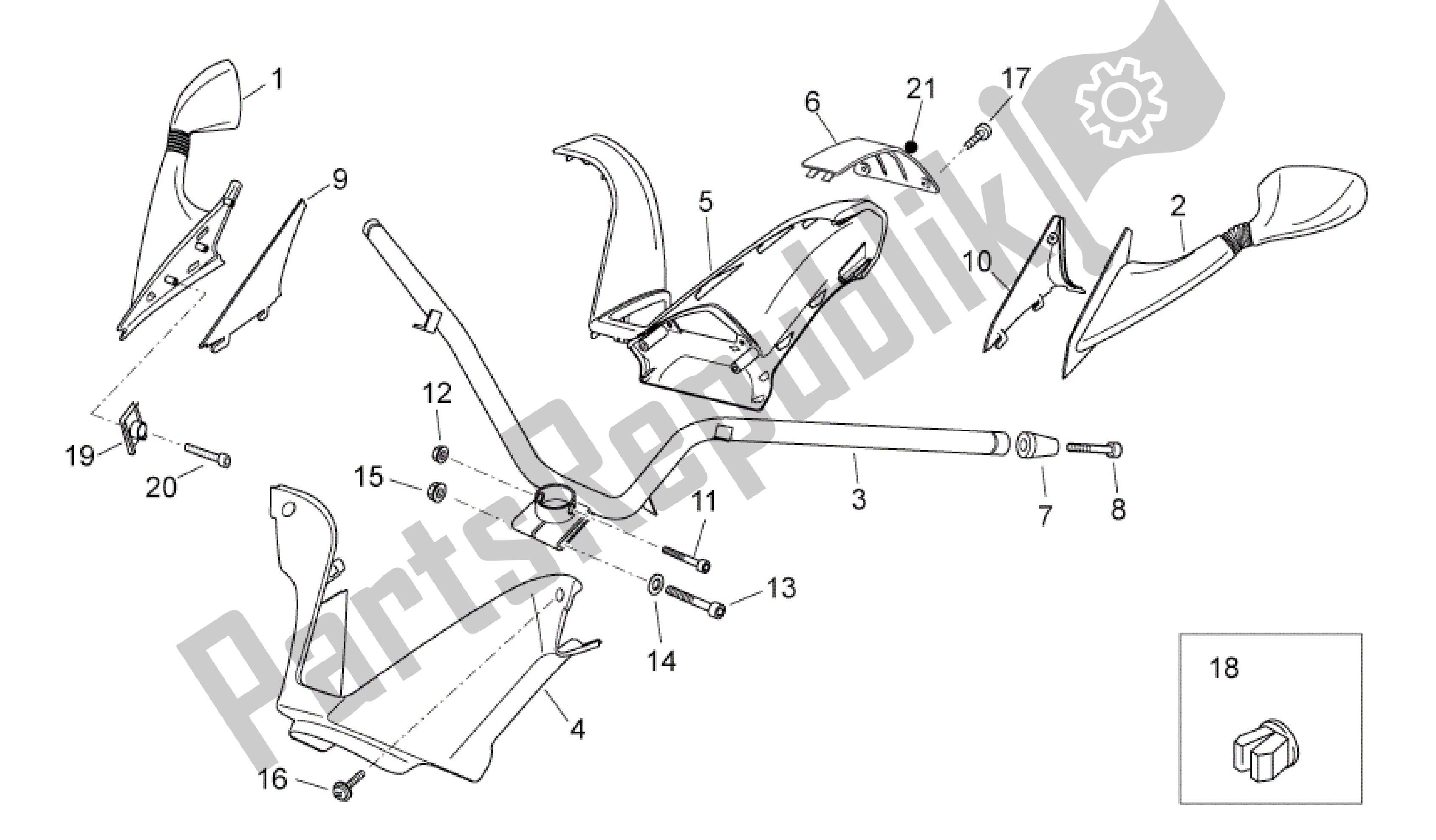 Todas as partes de Manillar do Aprilia Atlantic 125 2010 - 2011