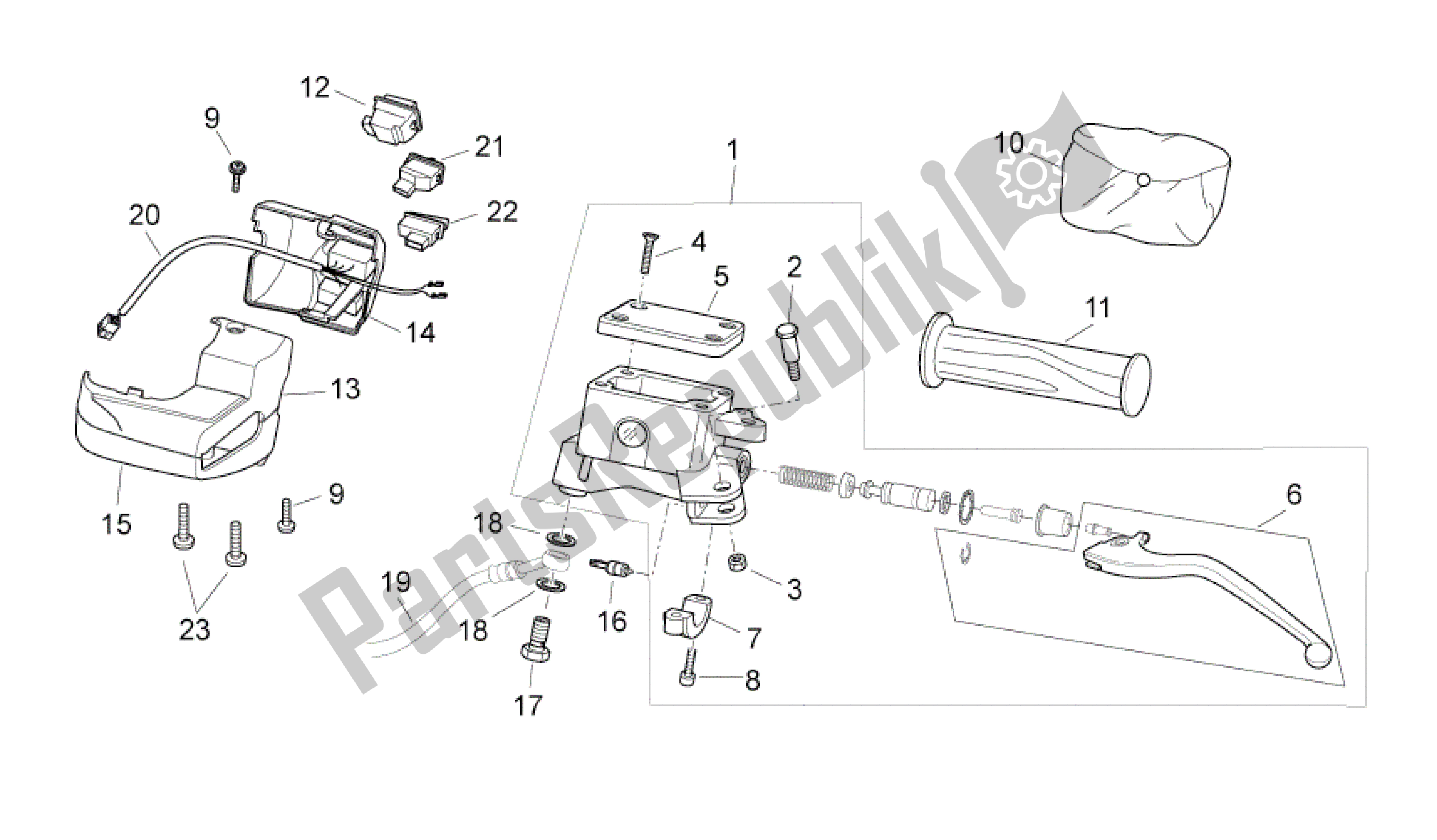 Wszystkie części do Mandos Izq. Aprilia Atlantic 125 2010 - 2011