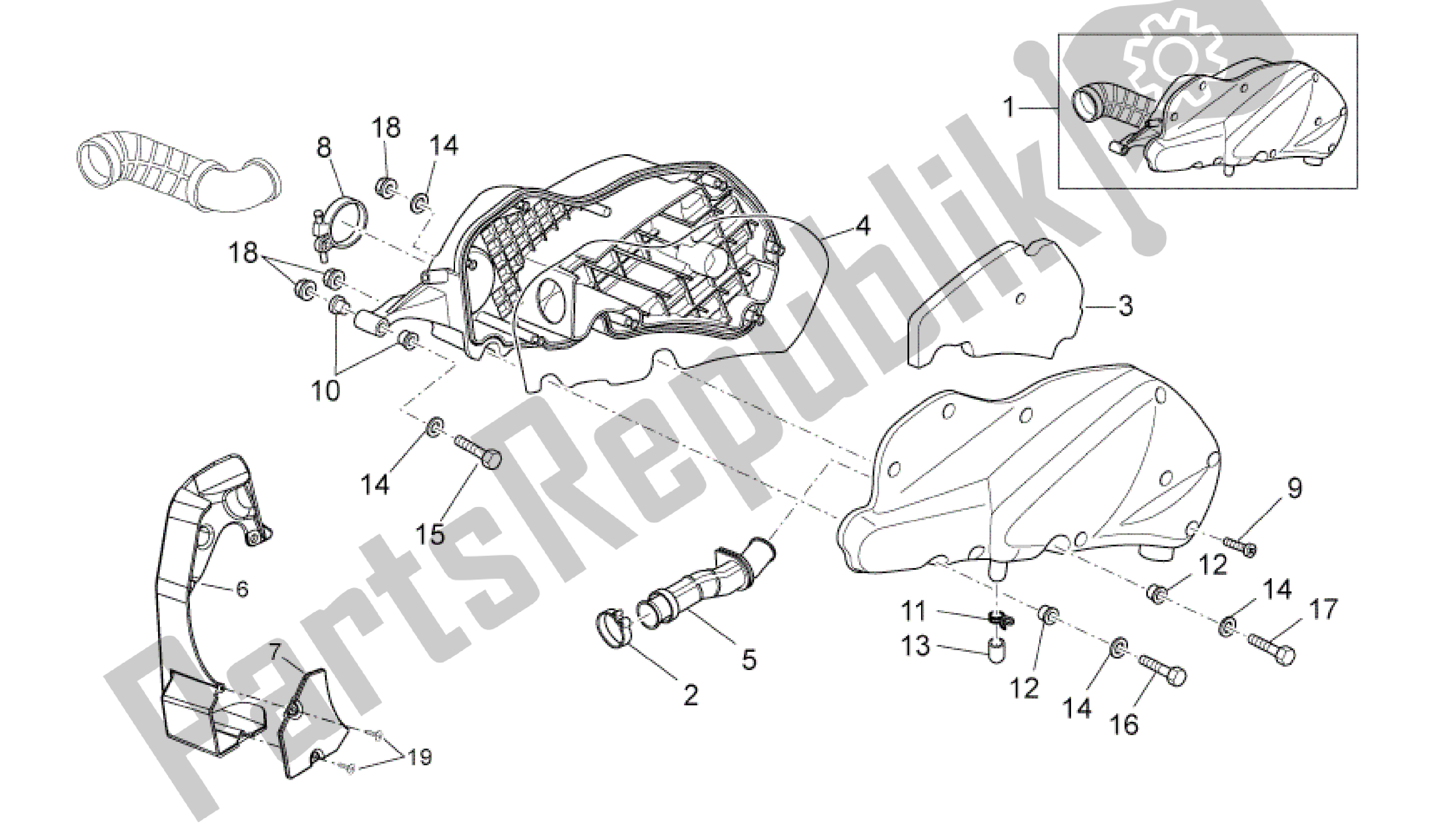 Todas as partes de Caja Del Filtro do Aprilia Atlantic 125 2010 - 2011