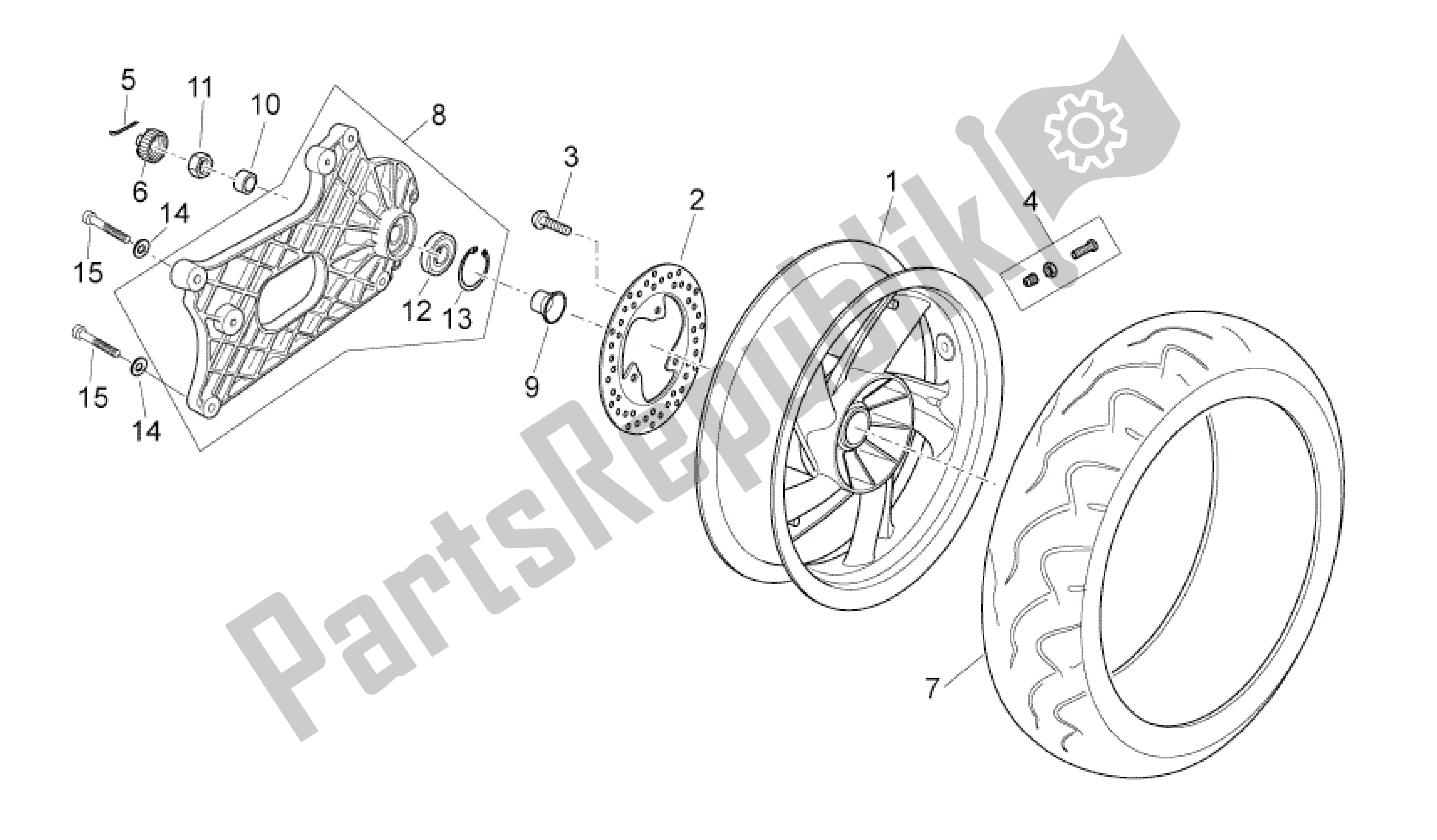 Toutes les pièces pour le Rueda Trasera du Aprilia Atlantic 125 2010 - 2011