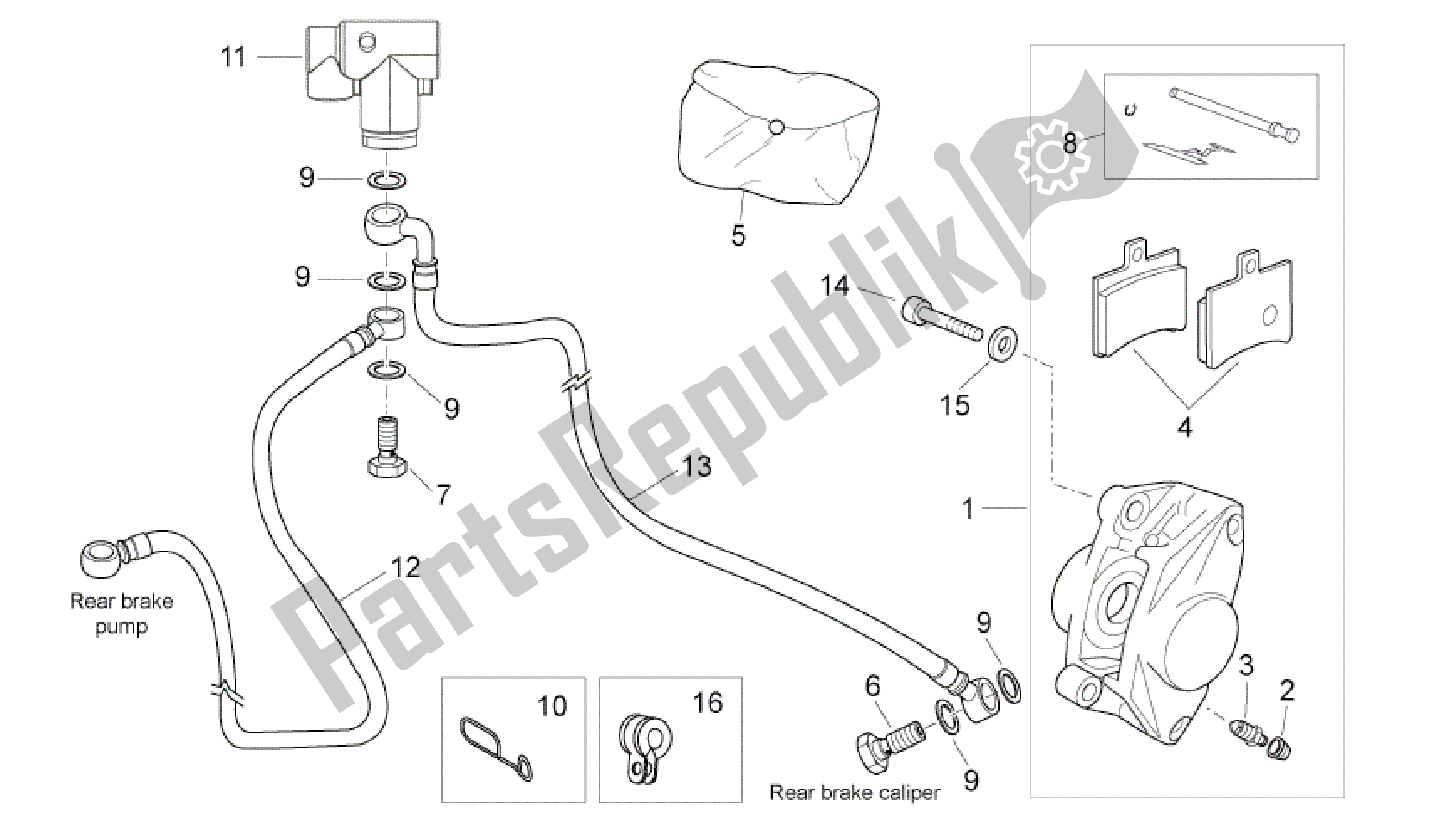 Alle Teile für das Pinza Freno Trasero des Aprilia Atlantic 125 2010 - 2011