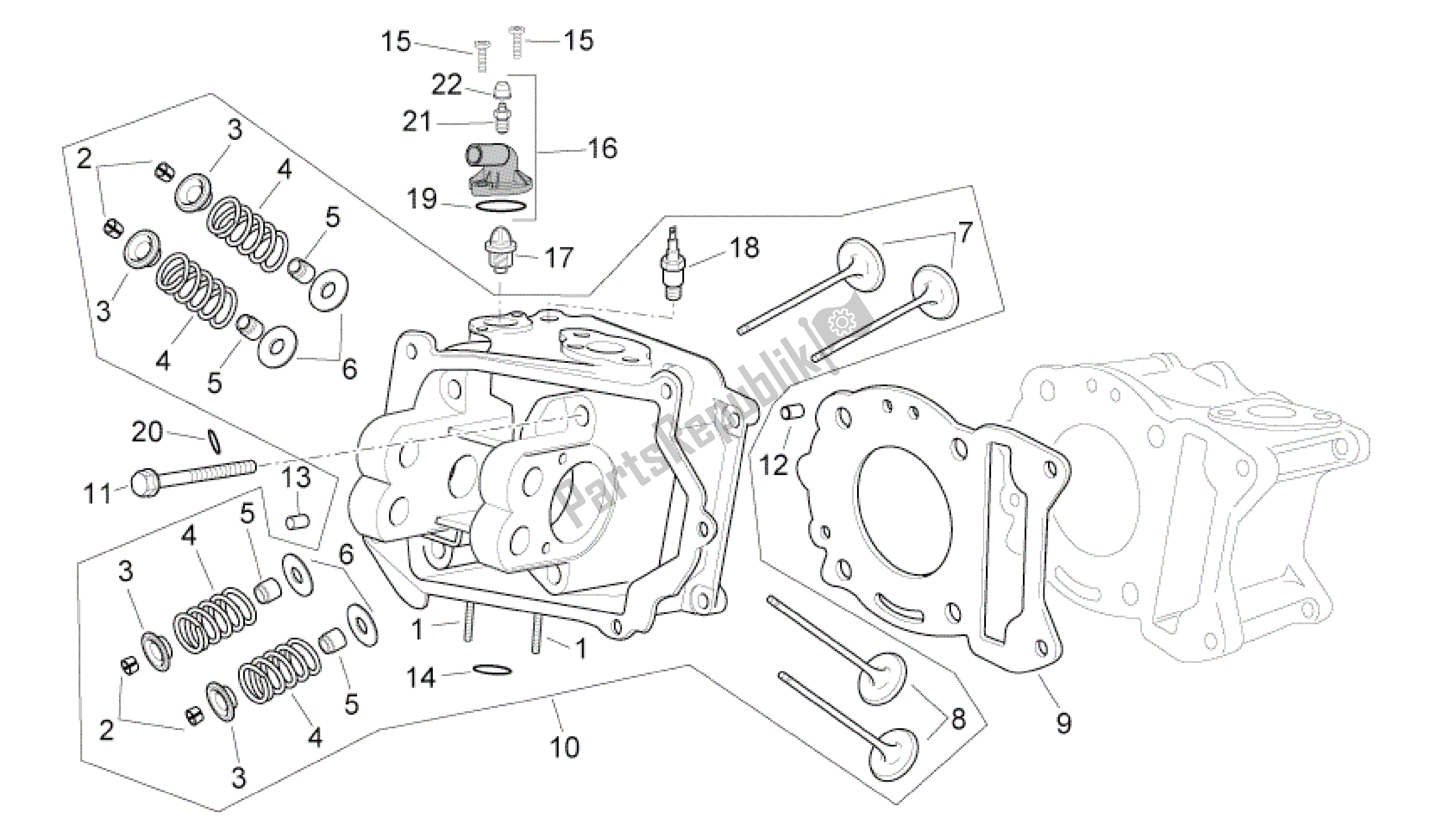 Alle onderdelen voor de Cabezal van de Aprilia Atlantic 125 2010 - 2011