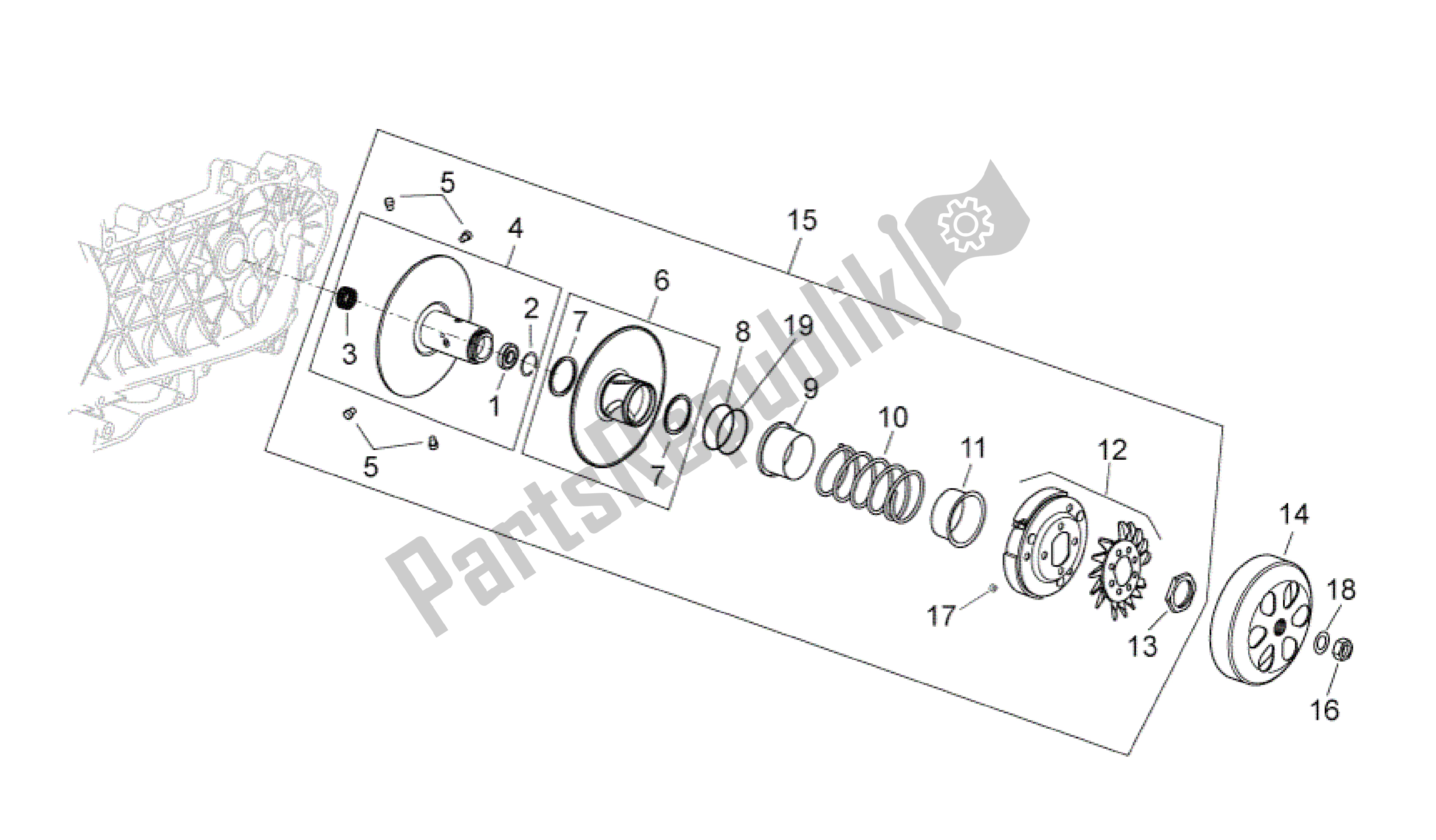 All parts for the Embrague of the Aprilia Atlantic 125 2010 - 2011