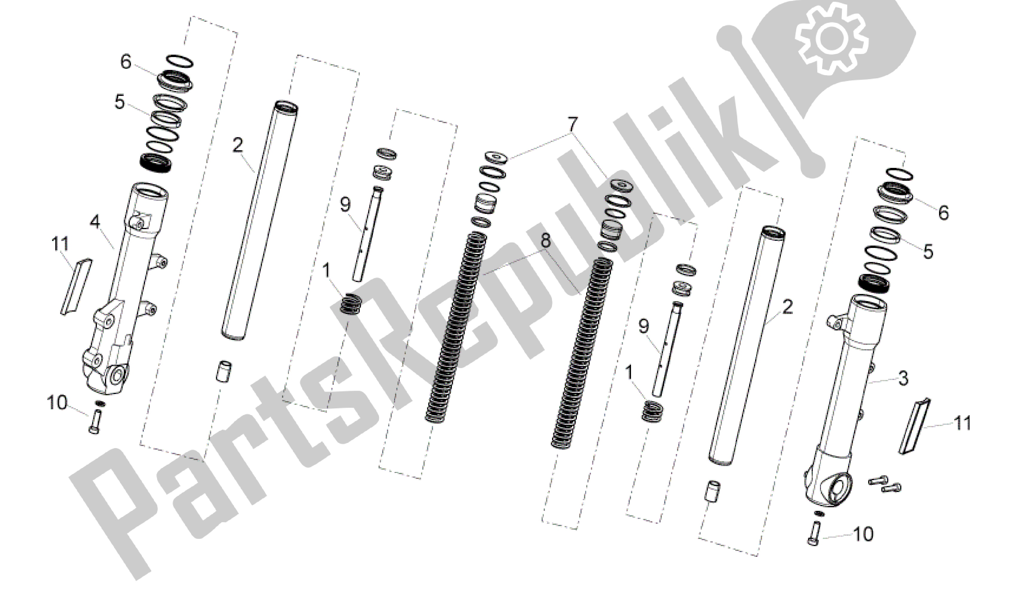 Toutes les pièces pour le Fourche Avant du Aprilia Sport City 50 2008 - 2010