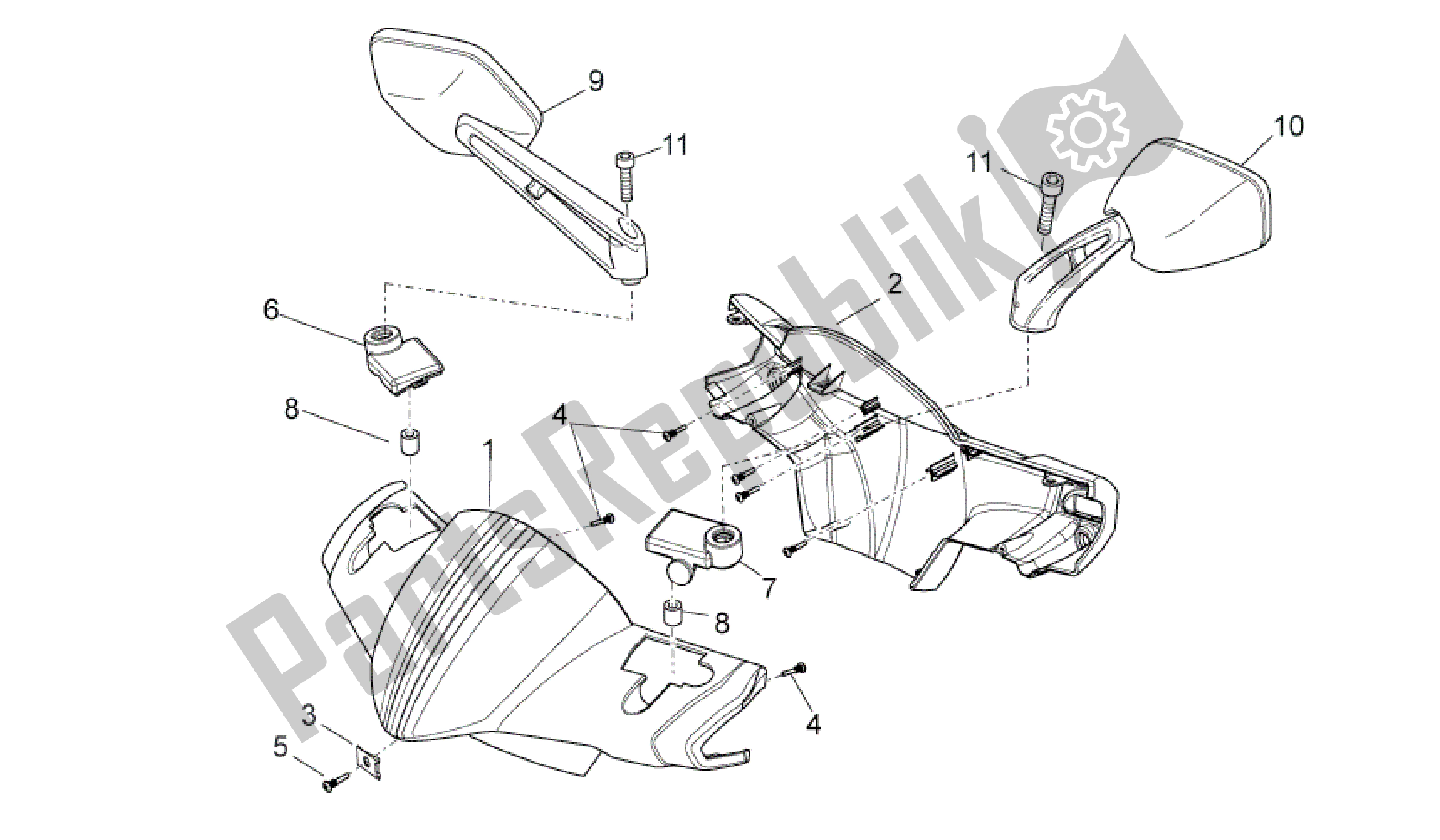 All parts for the Front Body Ii of the Aprilia Sport City 50 2008 - 2010