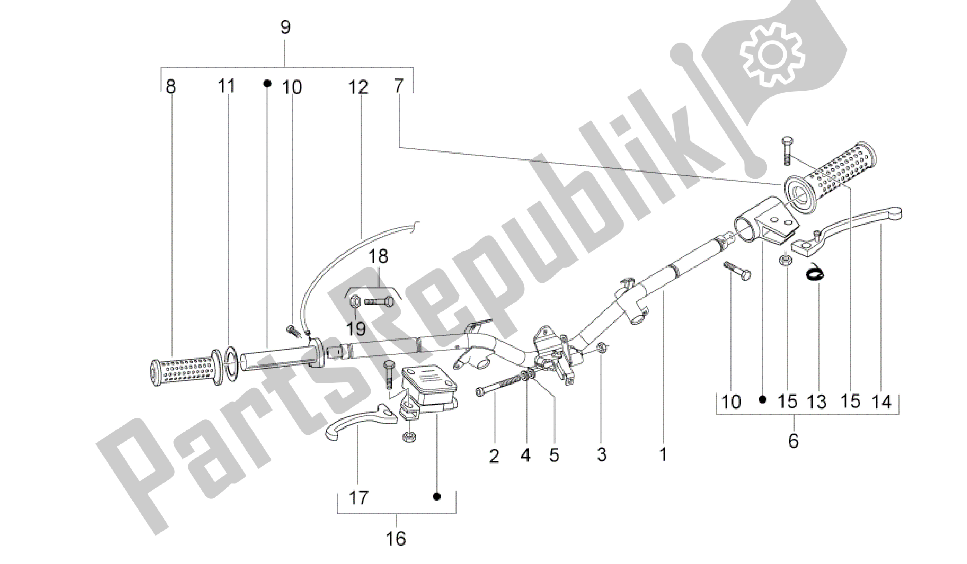 All parts for the Handlebar of the Aprilia Sport City 50 2008 - 2010