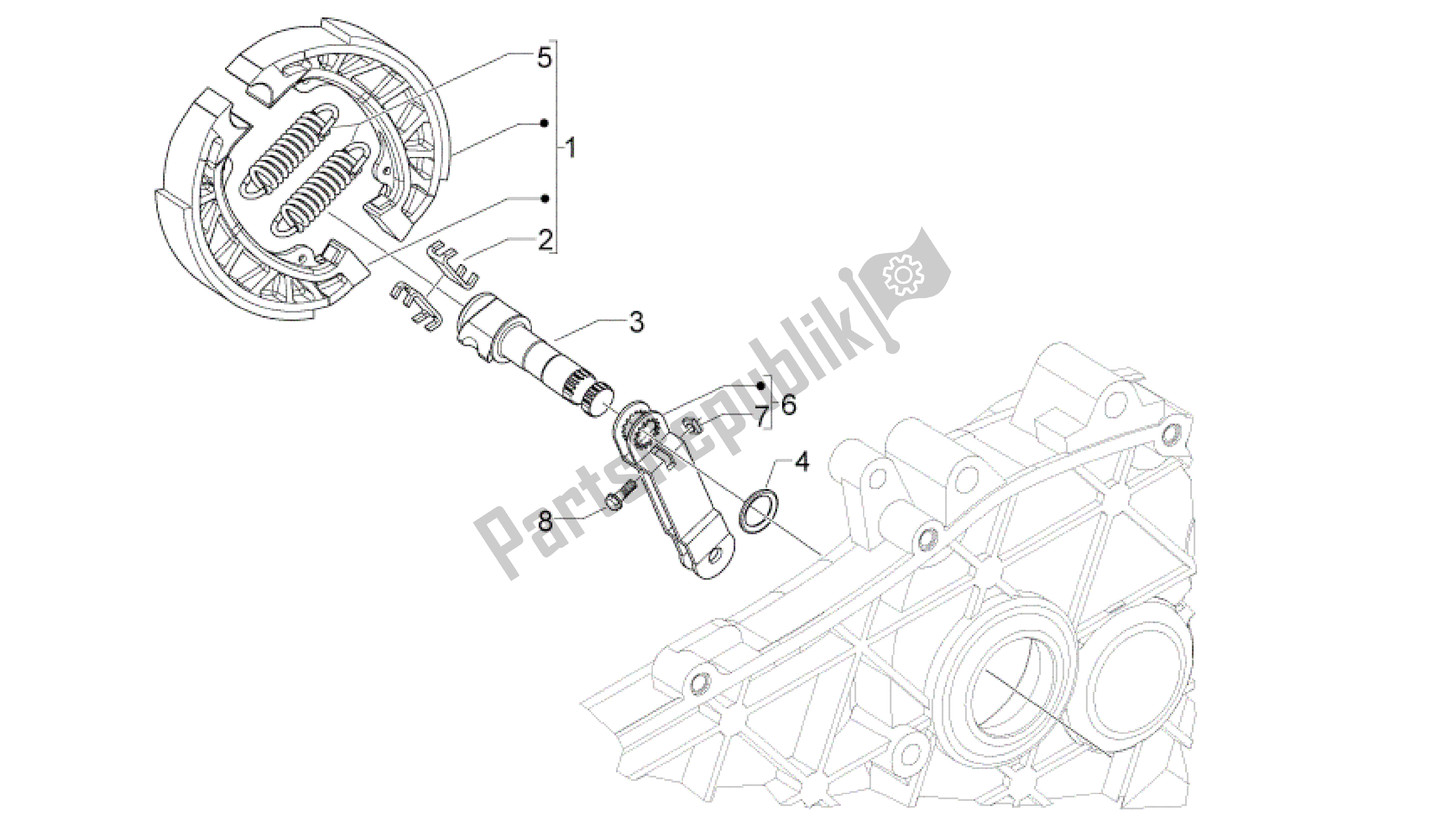 All parts for the Rear Brake of the Aprilia Sport City 50 2008 - 2010