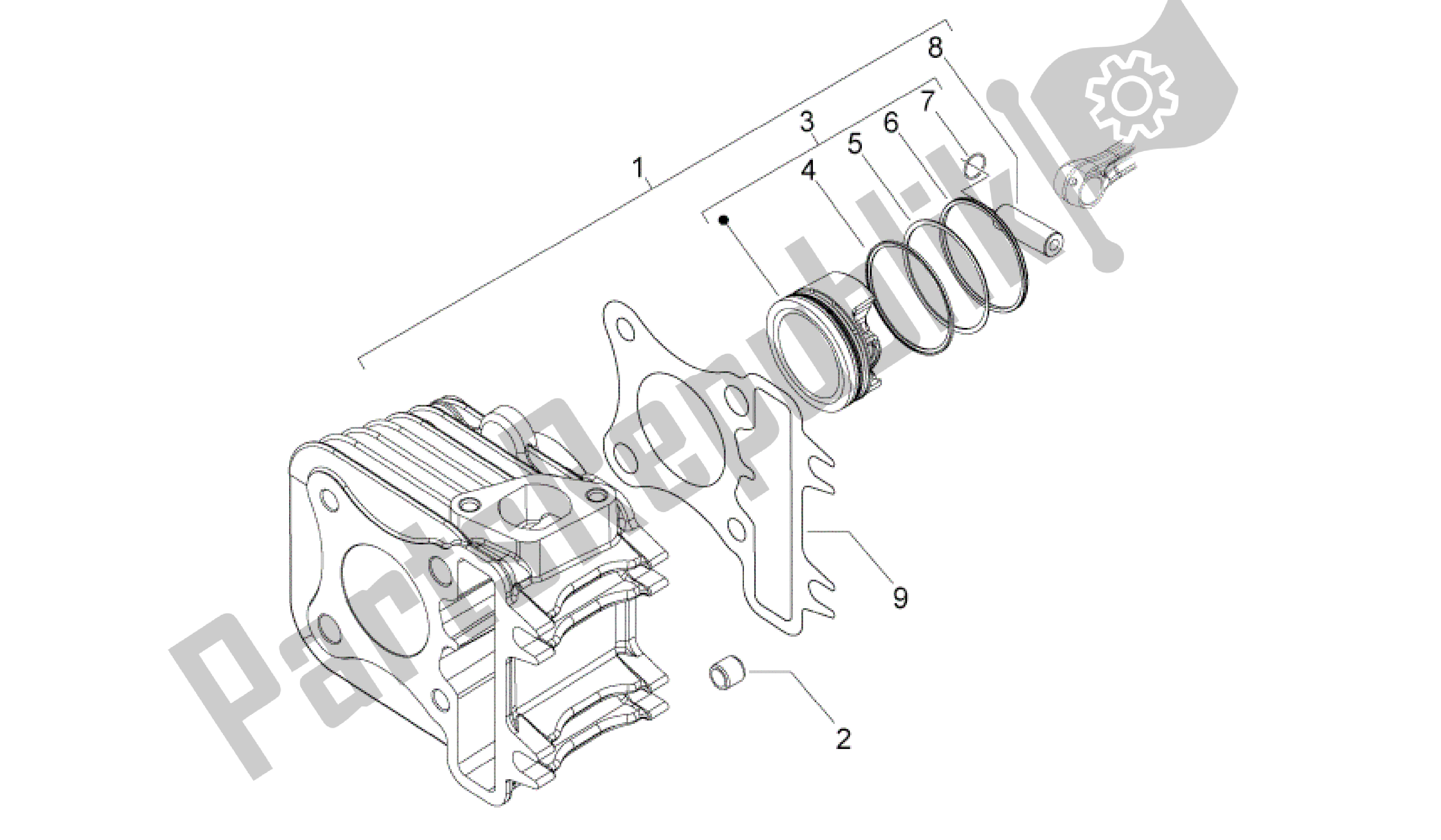 Alle onderdelen voor de Cilinder van de Aprilia Sport City 50 2008 - 2010