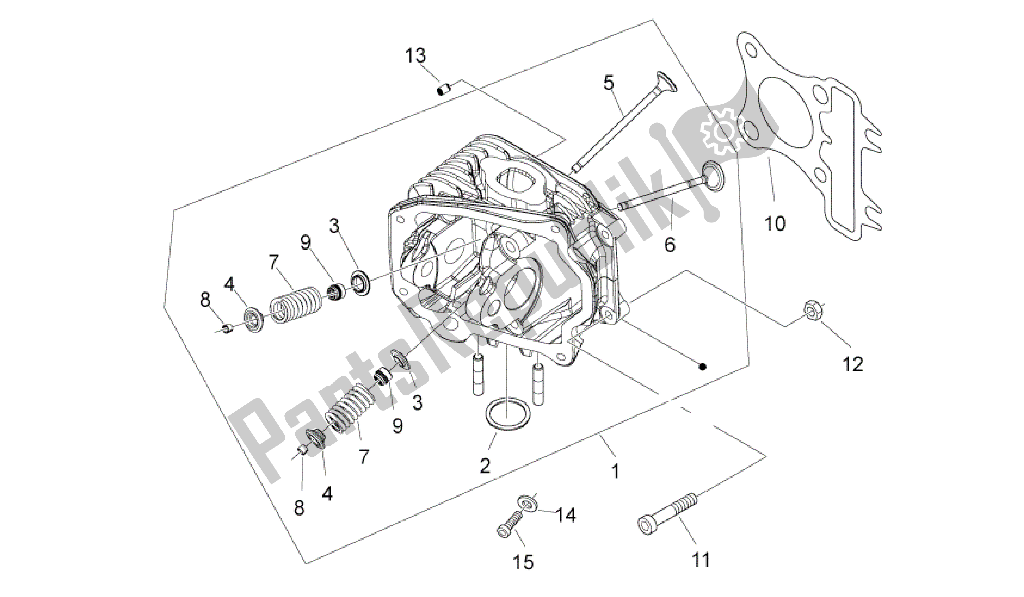All parts for the Cylinder Head of the Aprilia Sport City 50 2008 - 2010