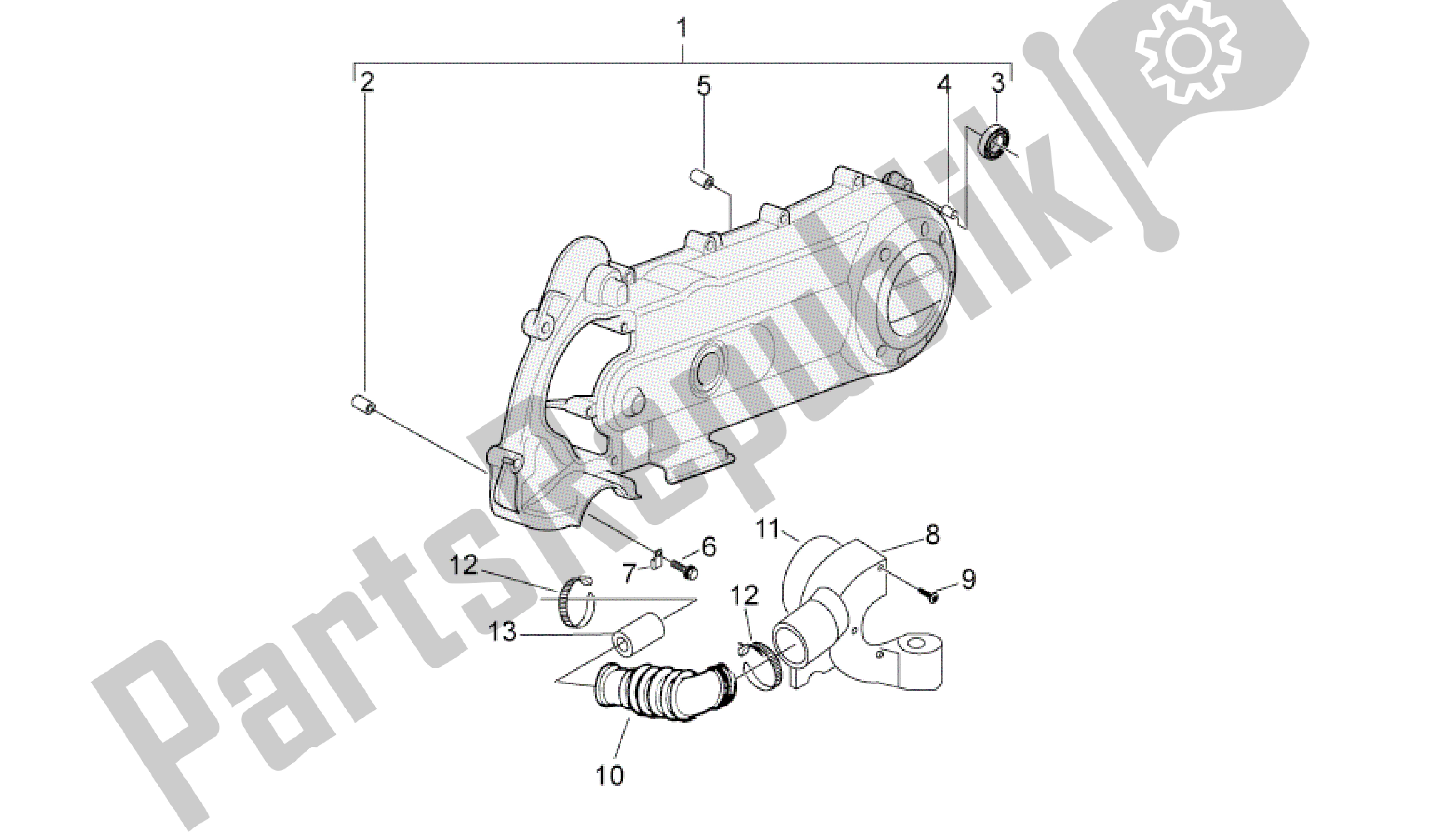 All parts for the Variator Cover of the Aprilia Sport City 50 2008 - 2010