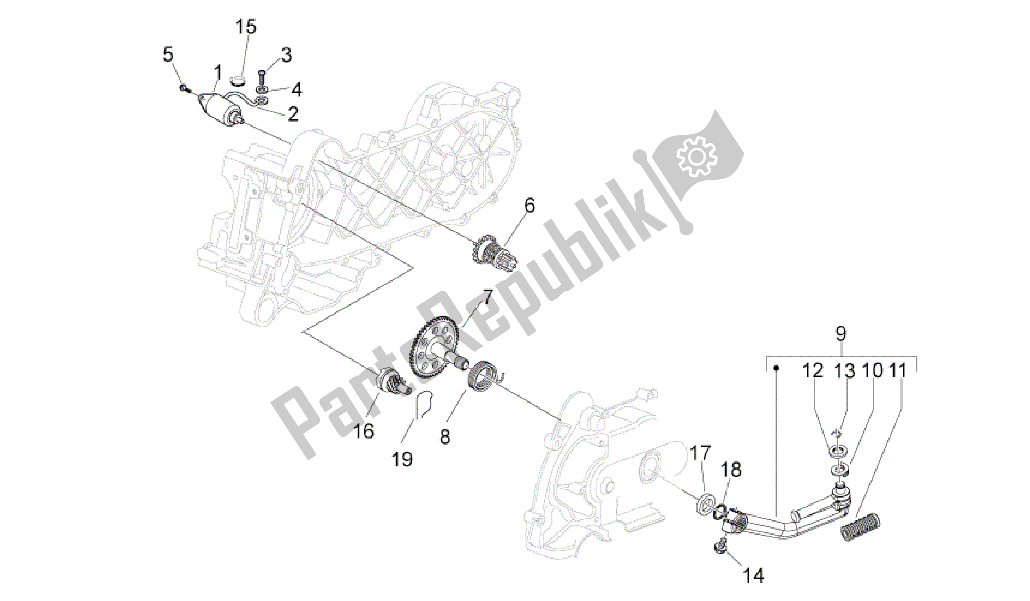 All parts for the Starter Motor of the Aprilia Sport City 50 2008 - 2010