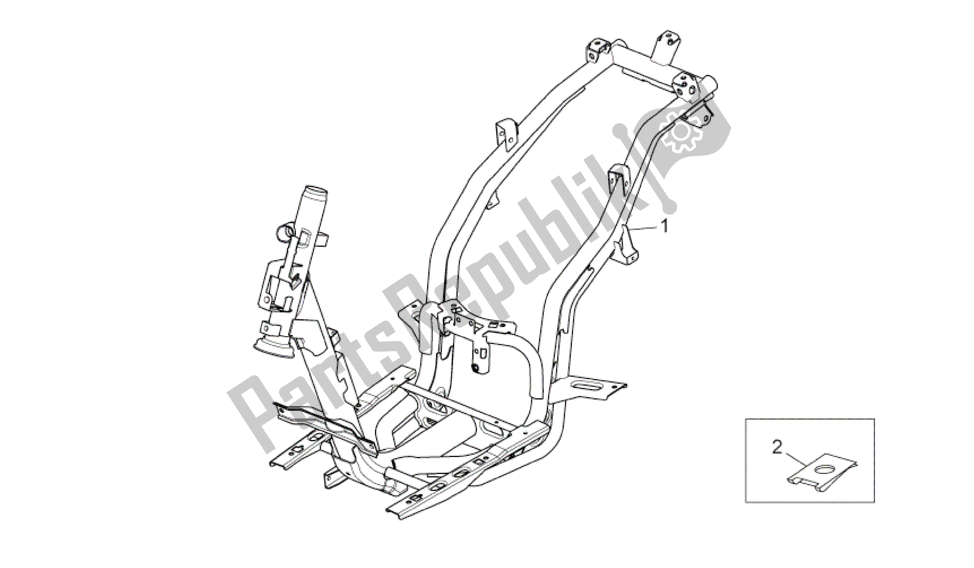 All parts for the Frame of the Aprilia Sport City 50 2008 - 2010