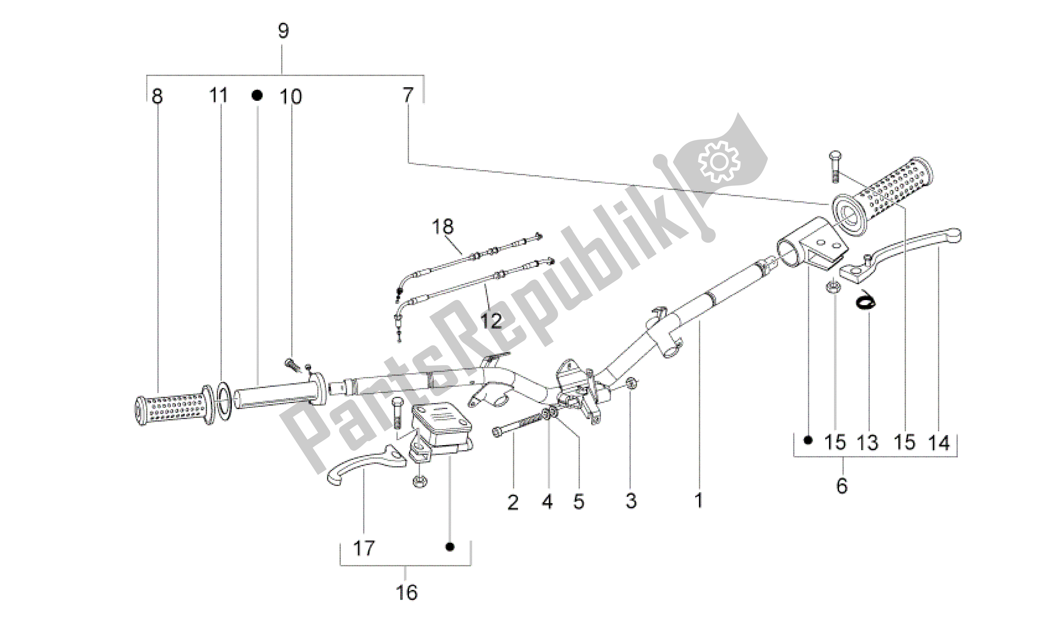 All parts for the Handlebar of the Aprilia Sport City 125 2008 - 2010