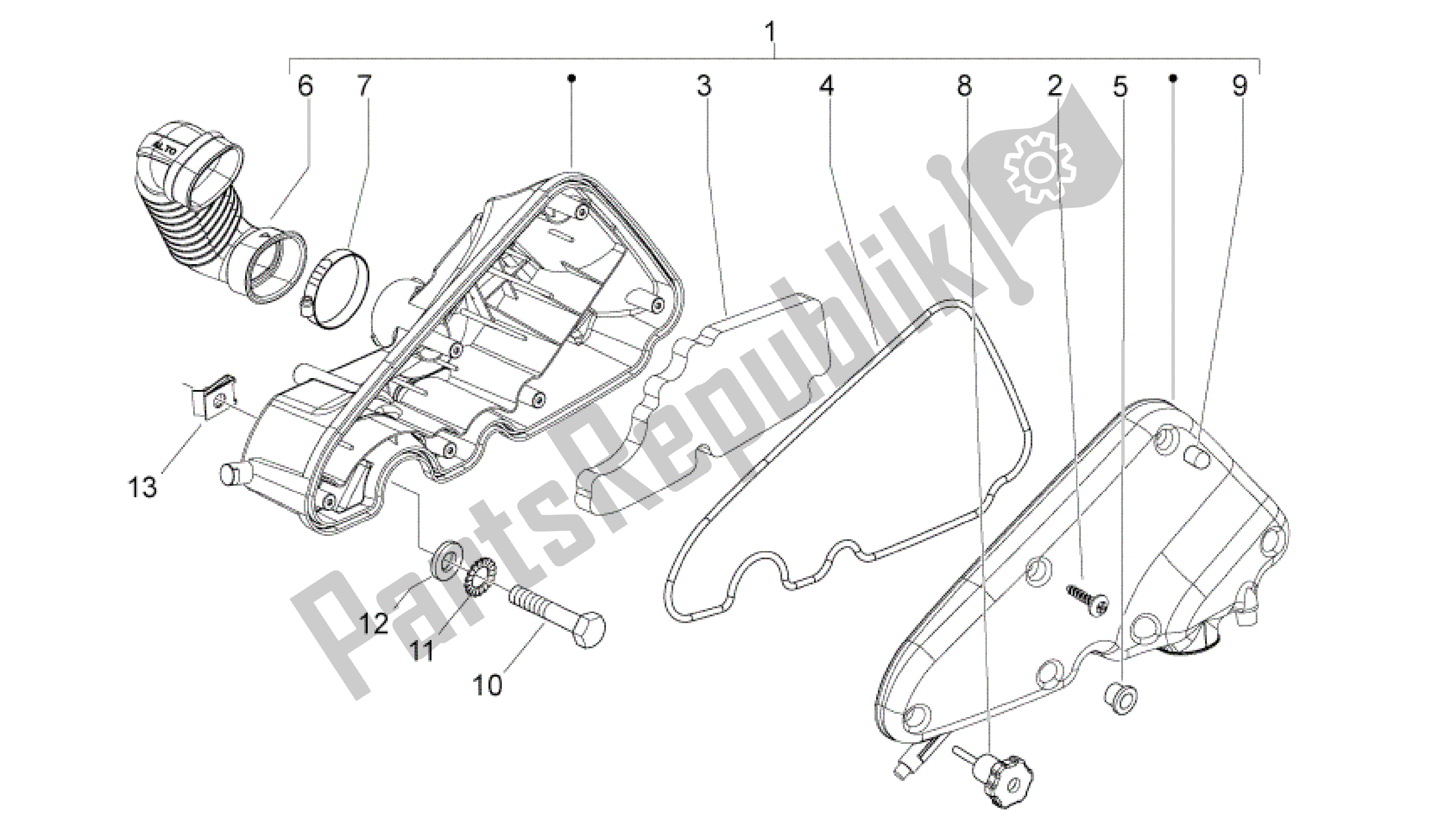 Tutte le parti per il Air Box del Aprilia Sport City 125 2008 - 2010