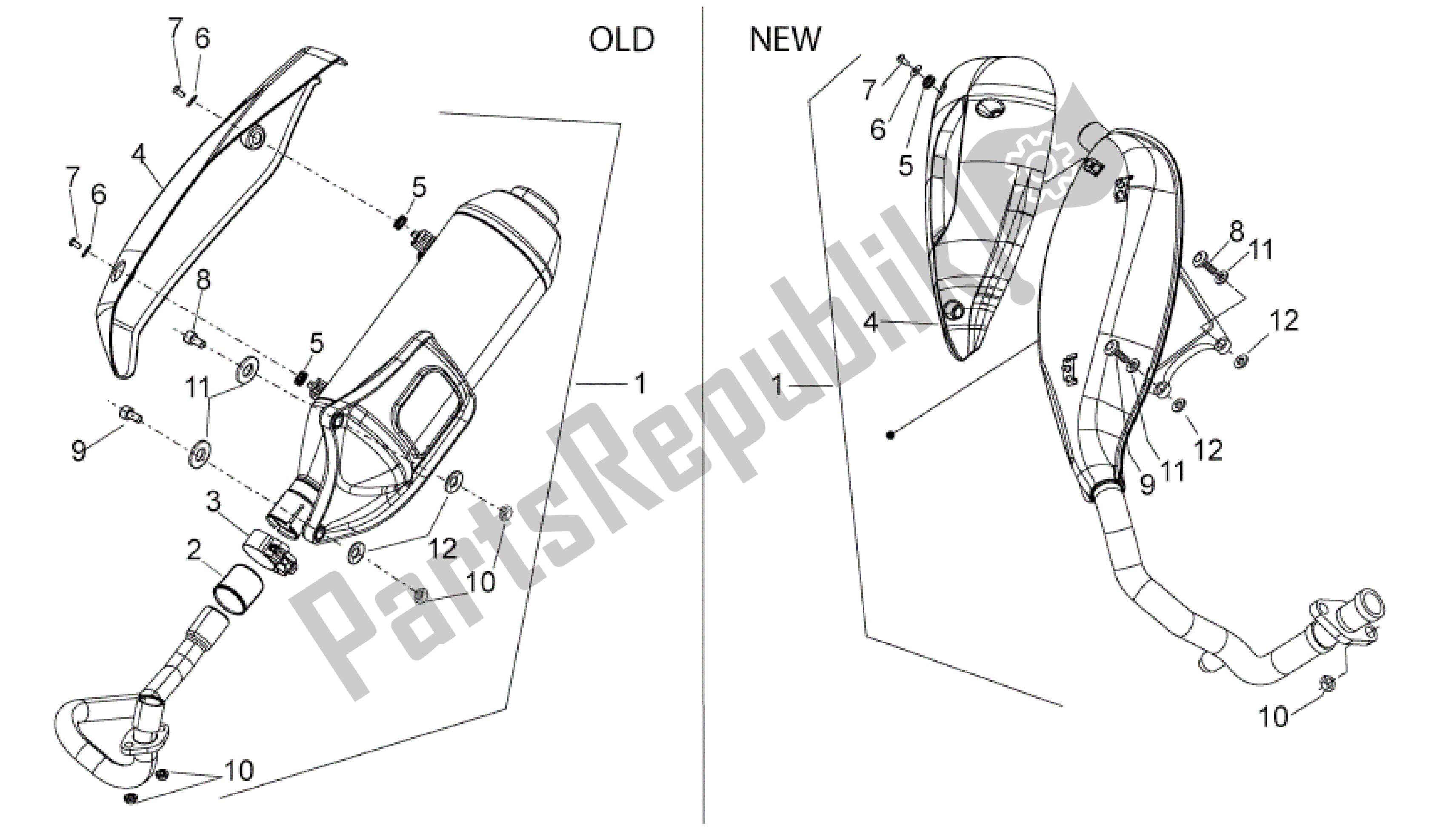 All parts for the Exhaust Unit of the Aprilia Sport City 125 2008 - 2010