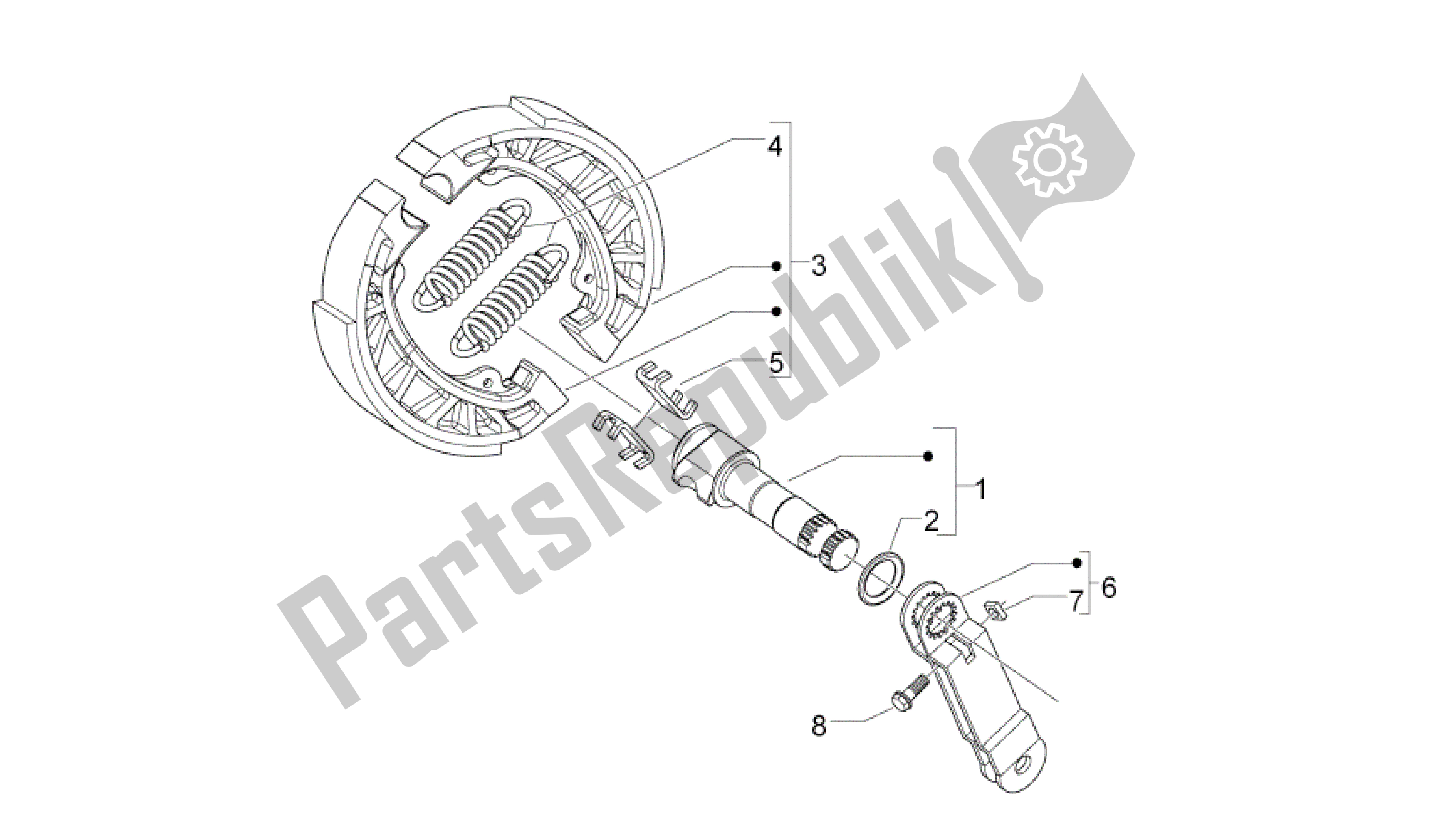 All parts for the Rear Brake of the Aprilia Sport City 125 2008 - 2010