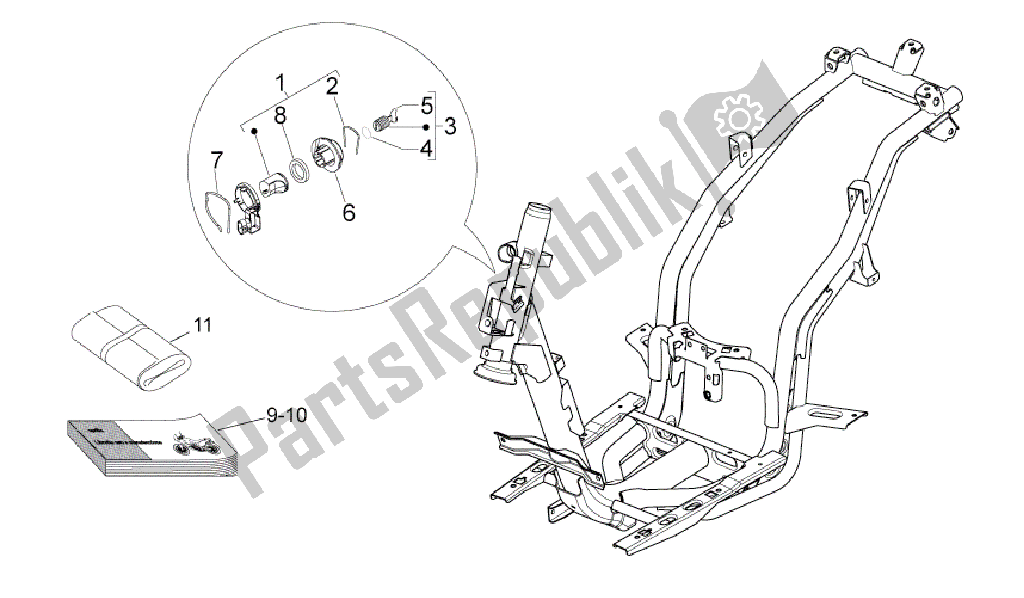 All parts for the Lock Hardware Kit of the Aprilia Sport City 125 2008 - 2010