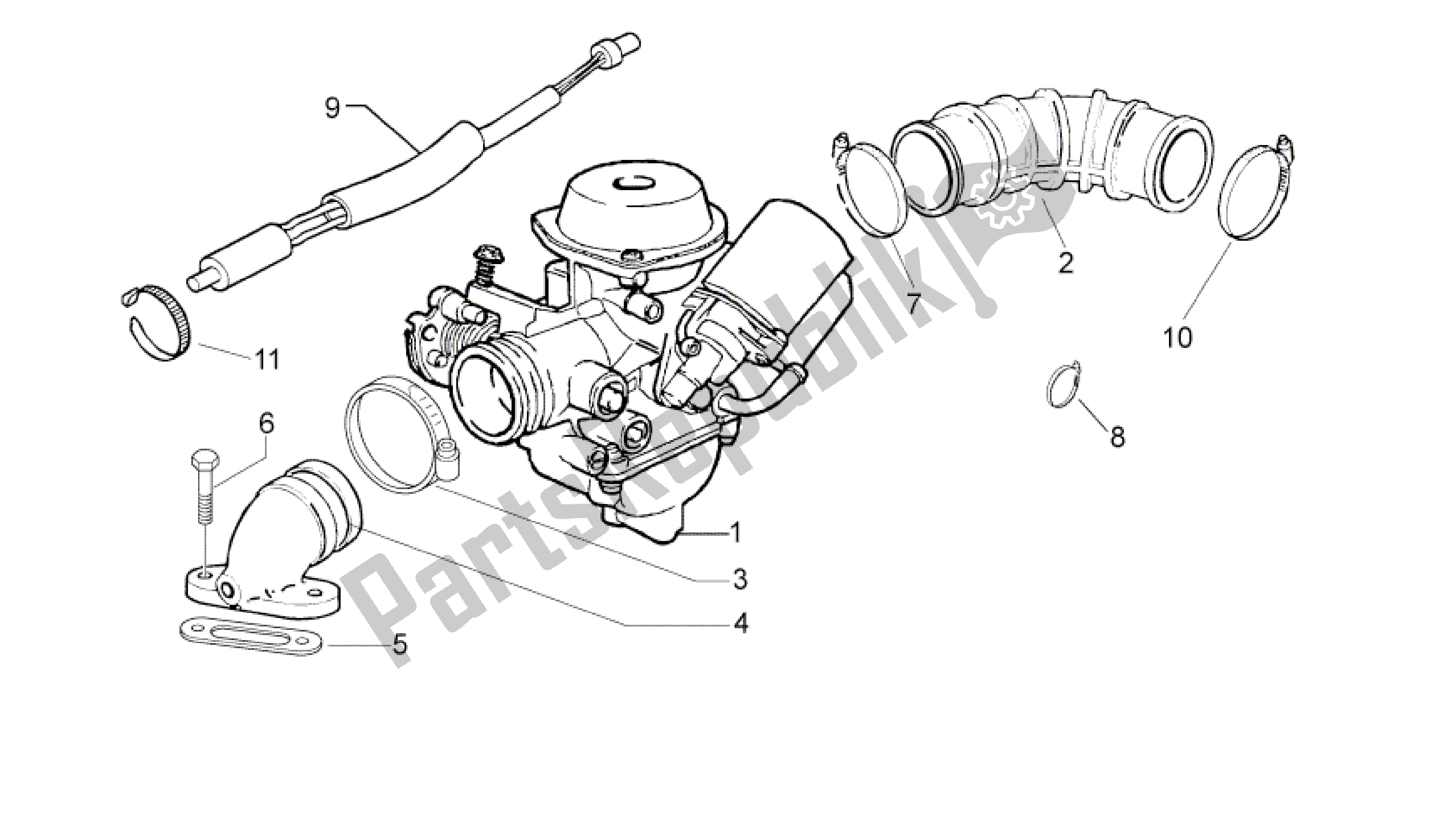 Alle onderdelen voor de Carburateur I van de Aprilia Sport City 125 2008 - 2010