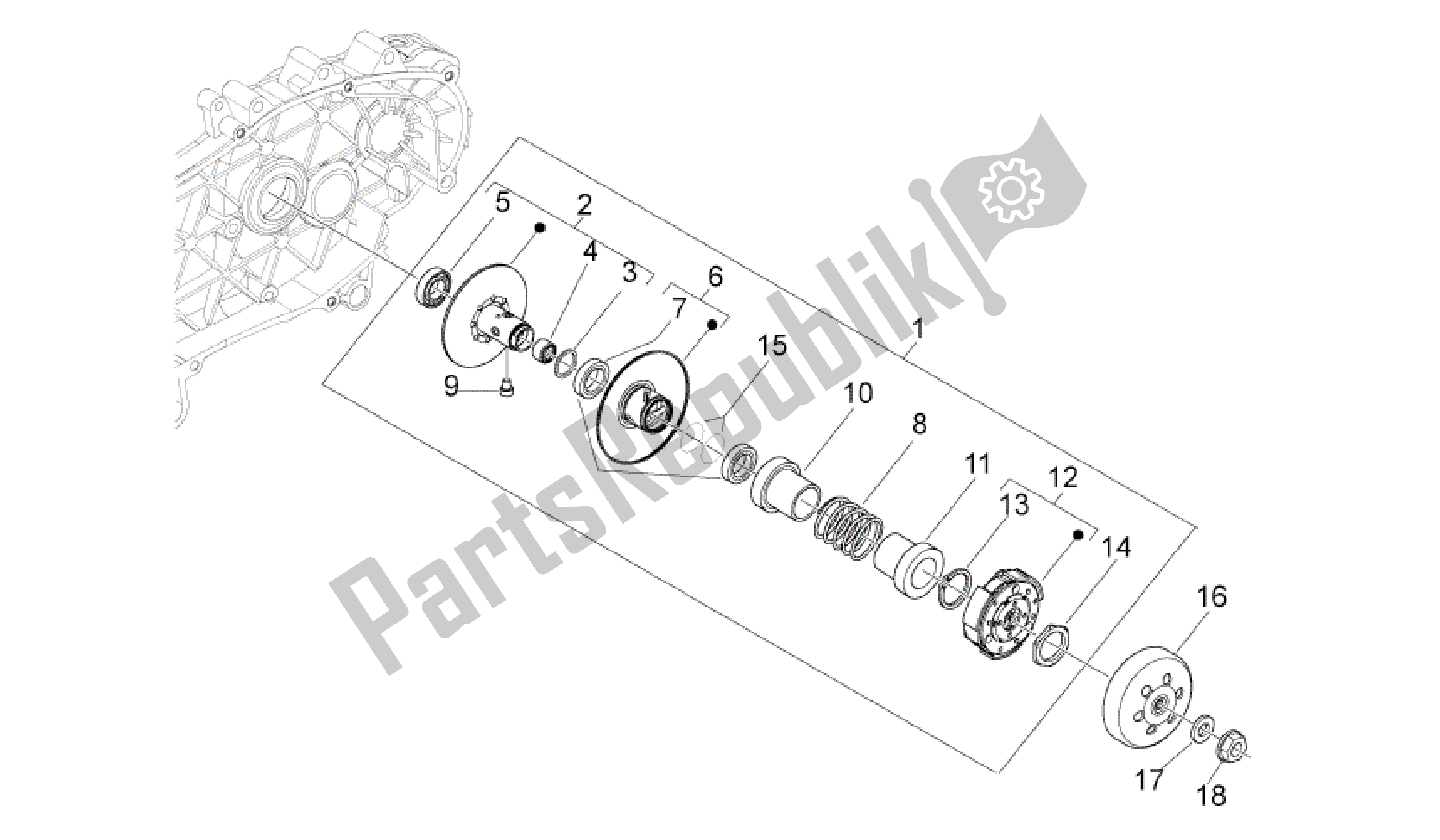 All parts for the Clutch of the Aprilia Sport City 125 2008 - 2010