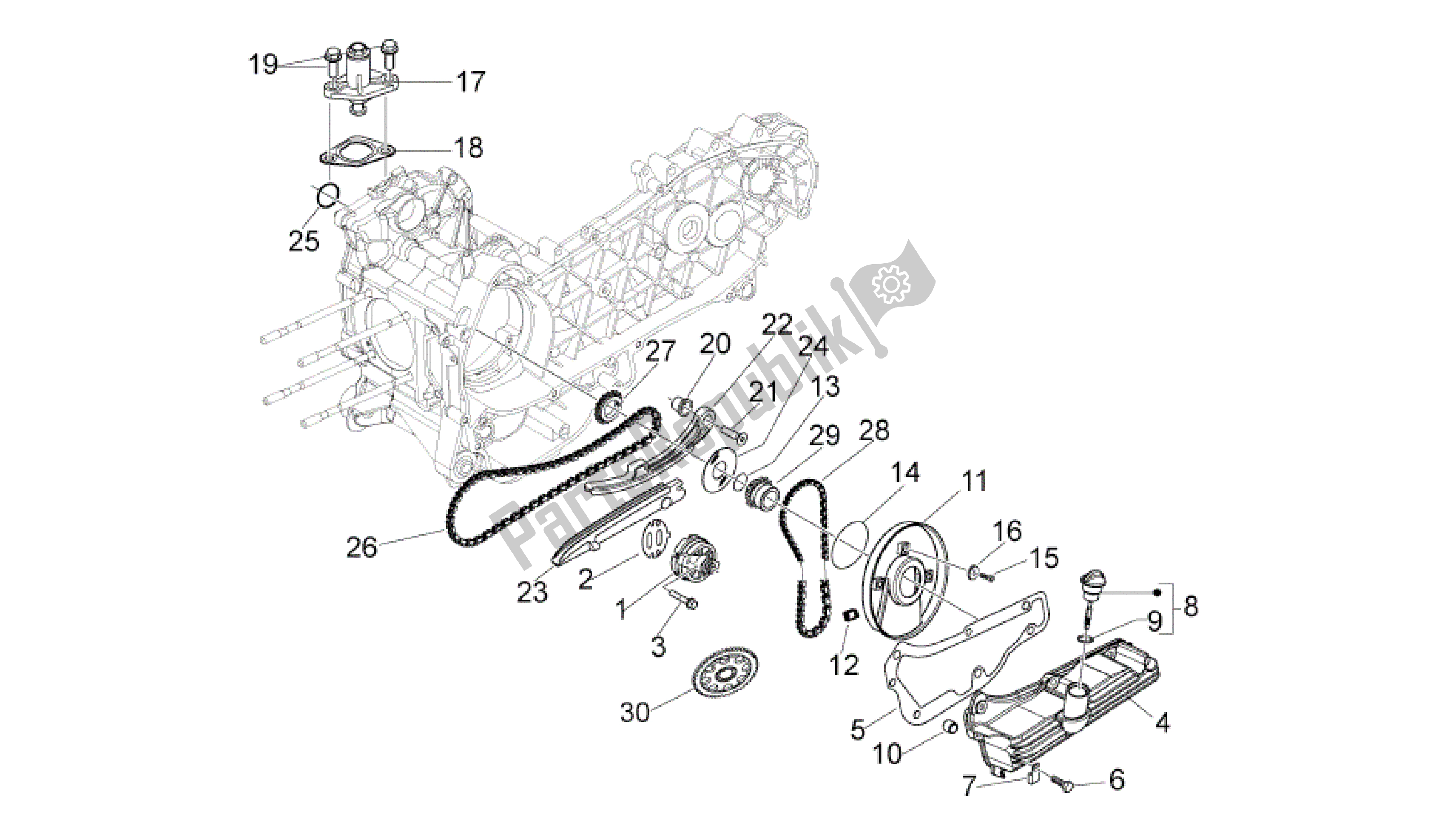 All parts for the Oil Pump of the Aprilia Sport City 125 2008 - 2010