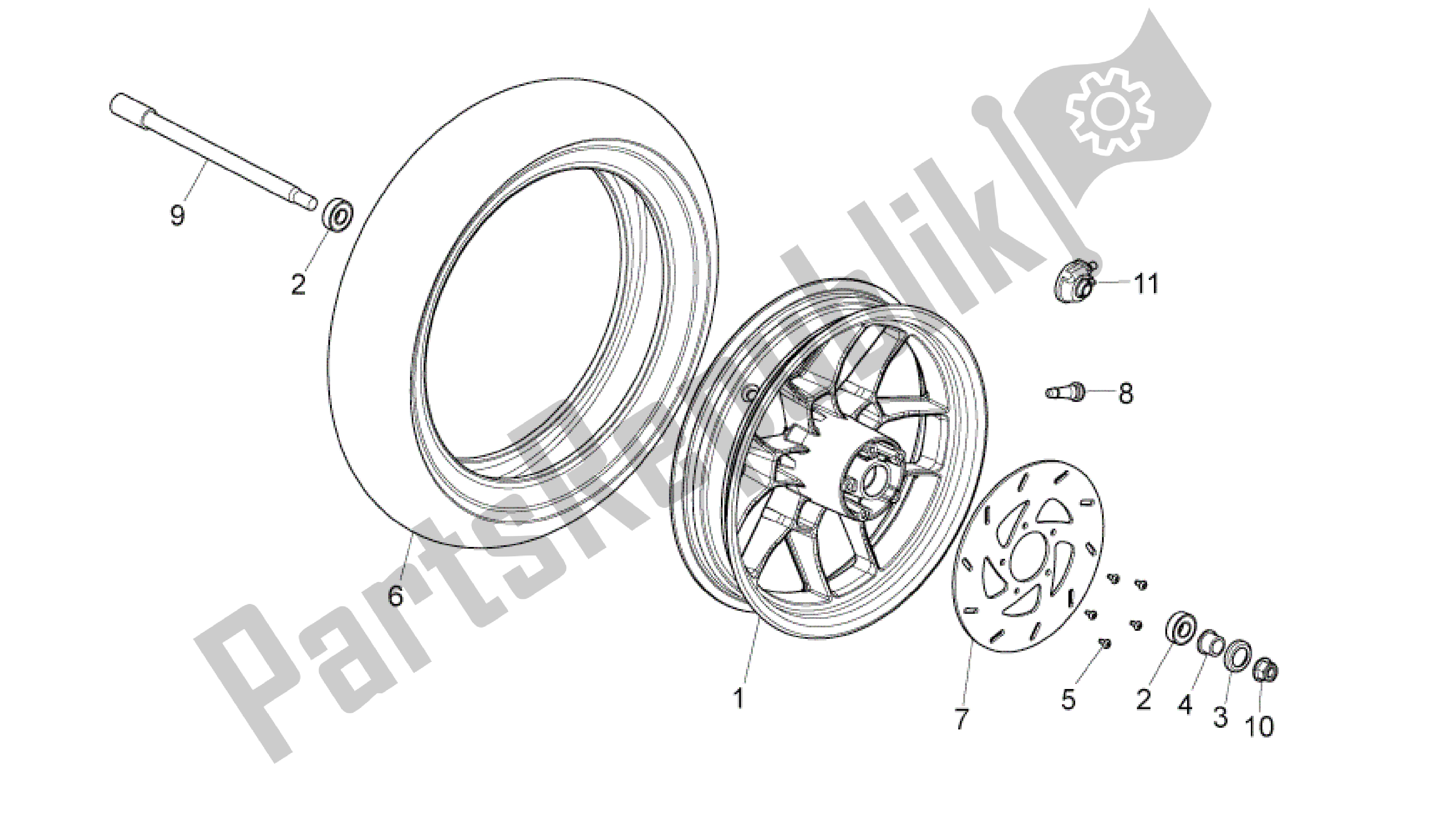 Tutte le parti per il Rueda Delantera del Aprilia Sport City 50 2008 - 2011