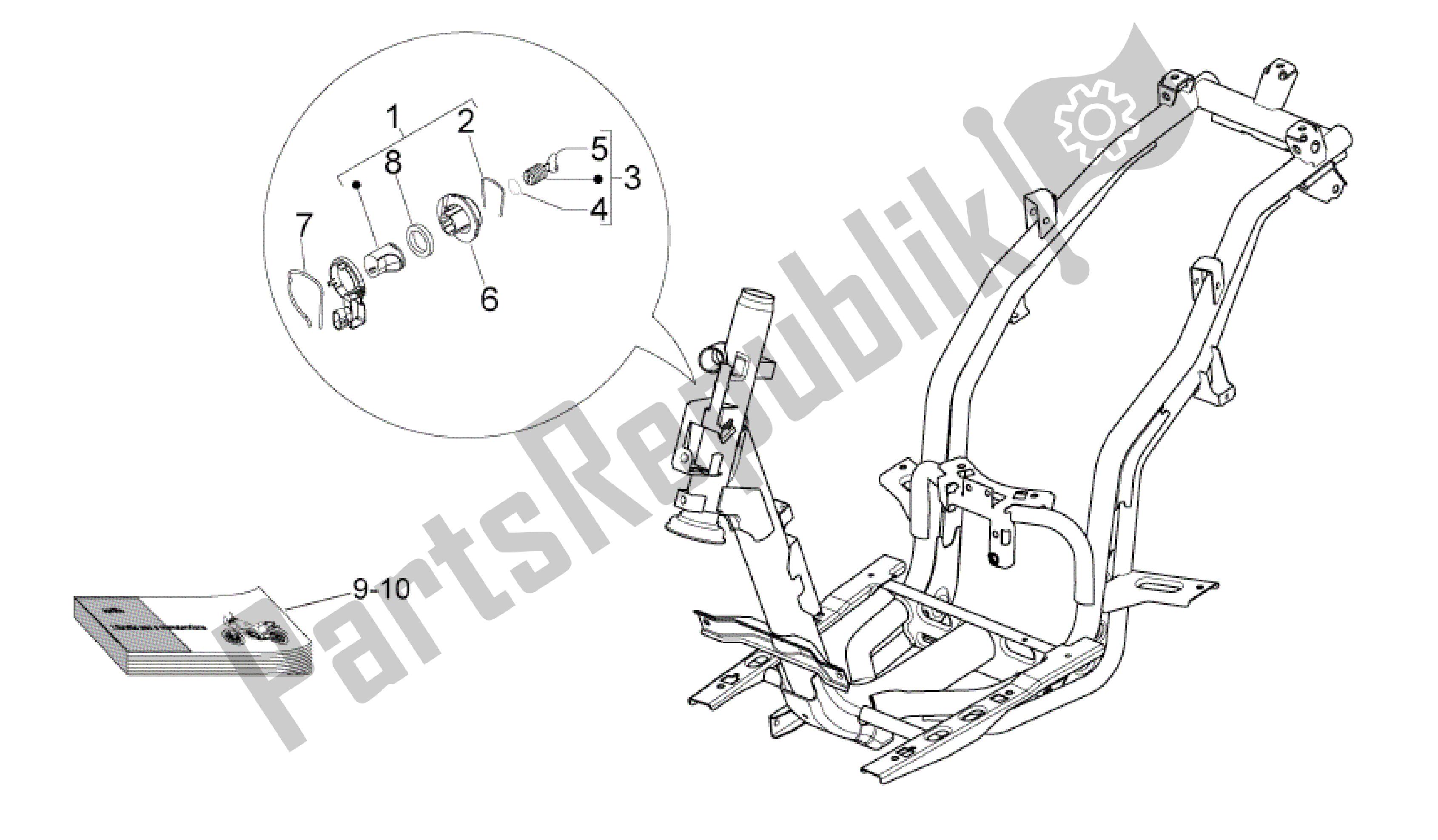 Tutte le parti per il Juego Cerraduras del Aprilia Sport City 50 2008 - 2011