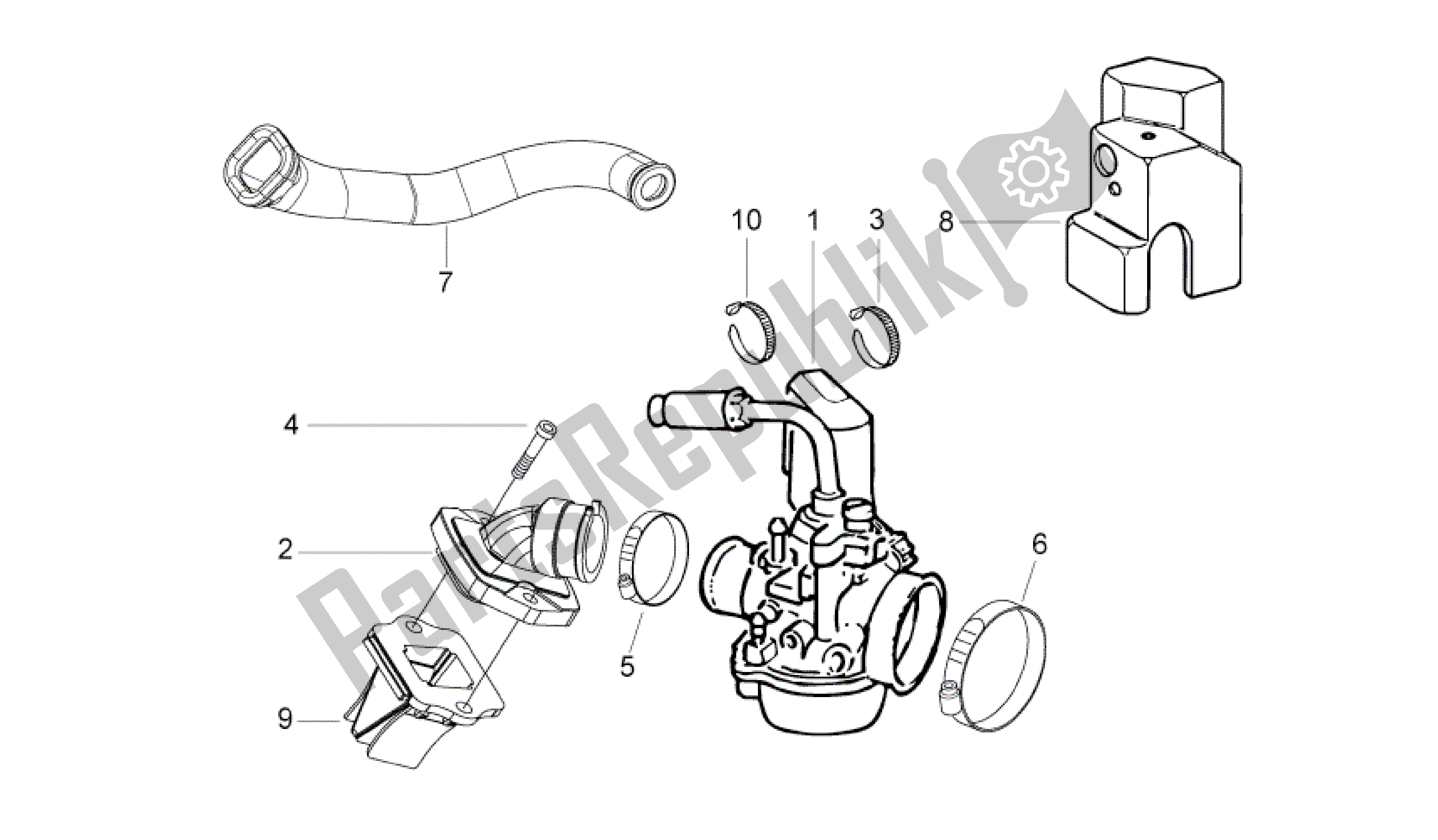 All parts for the Carburador I of the Aprilia Sport City 50 2008 - 2011