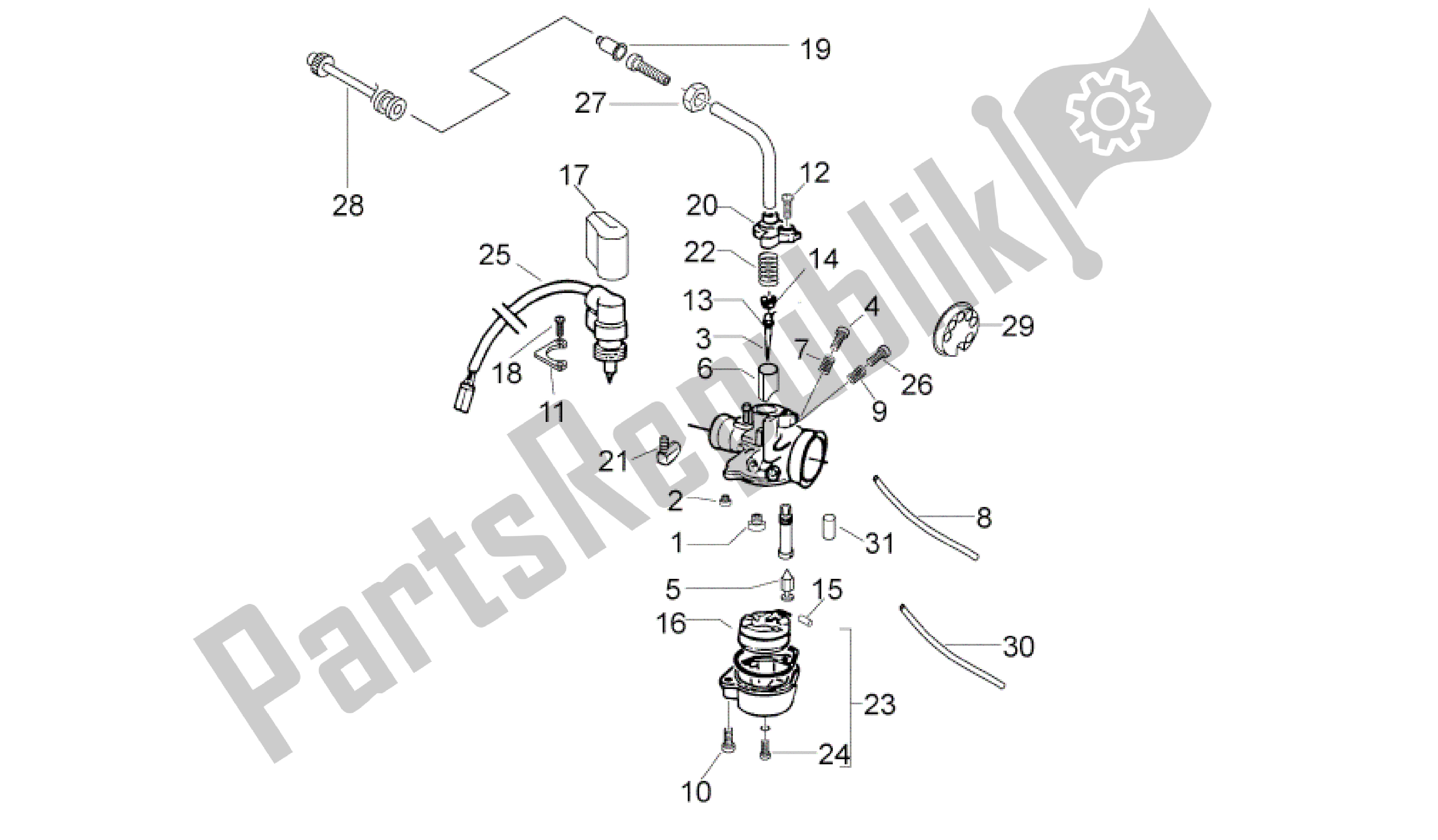 Alle onderdelen voor de Carburador Ii van de Aprilia Sport City 50 2008 - 2011