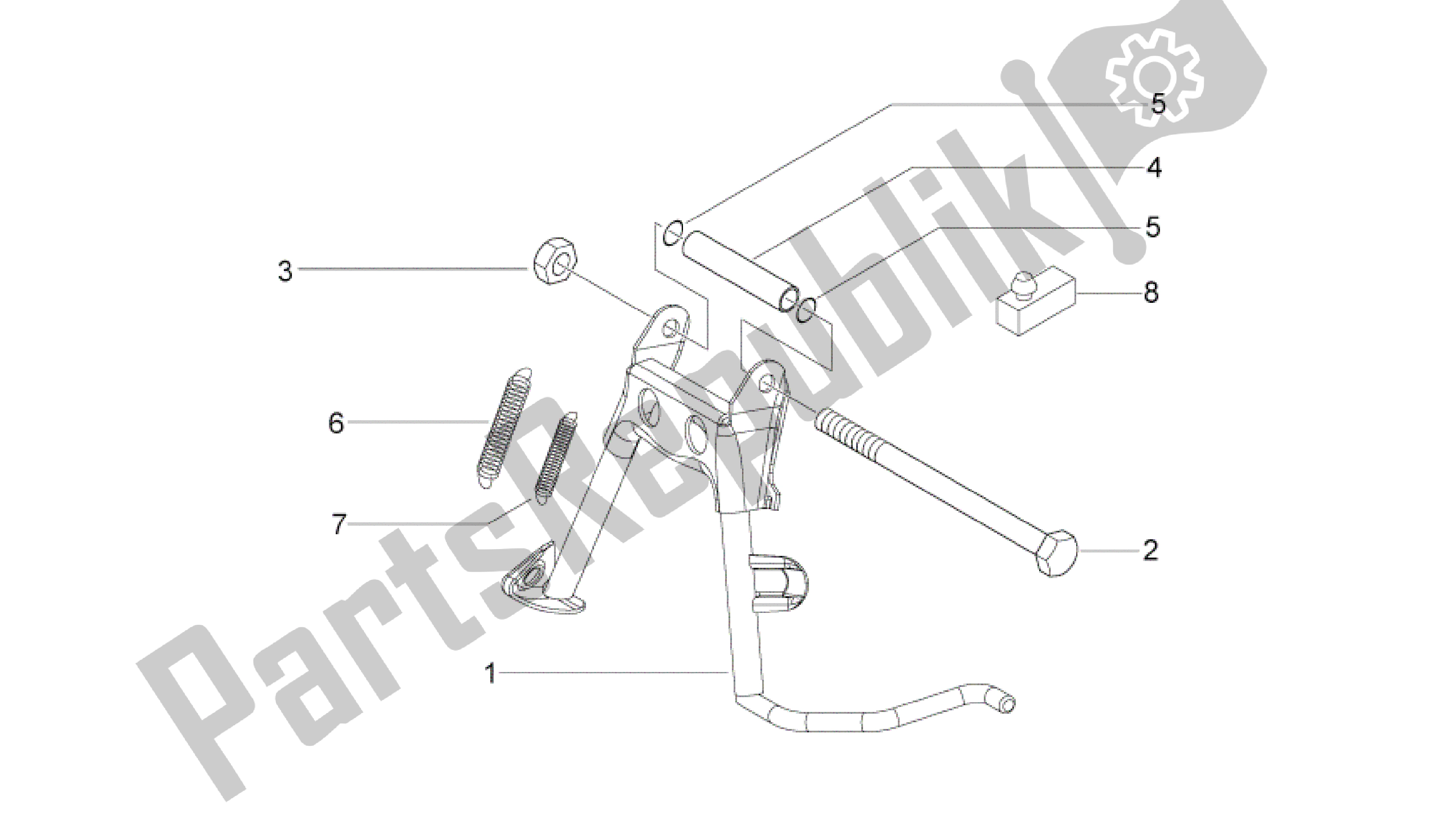 All parts for the Central Stand of the Aprilia Sport City 50 2011