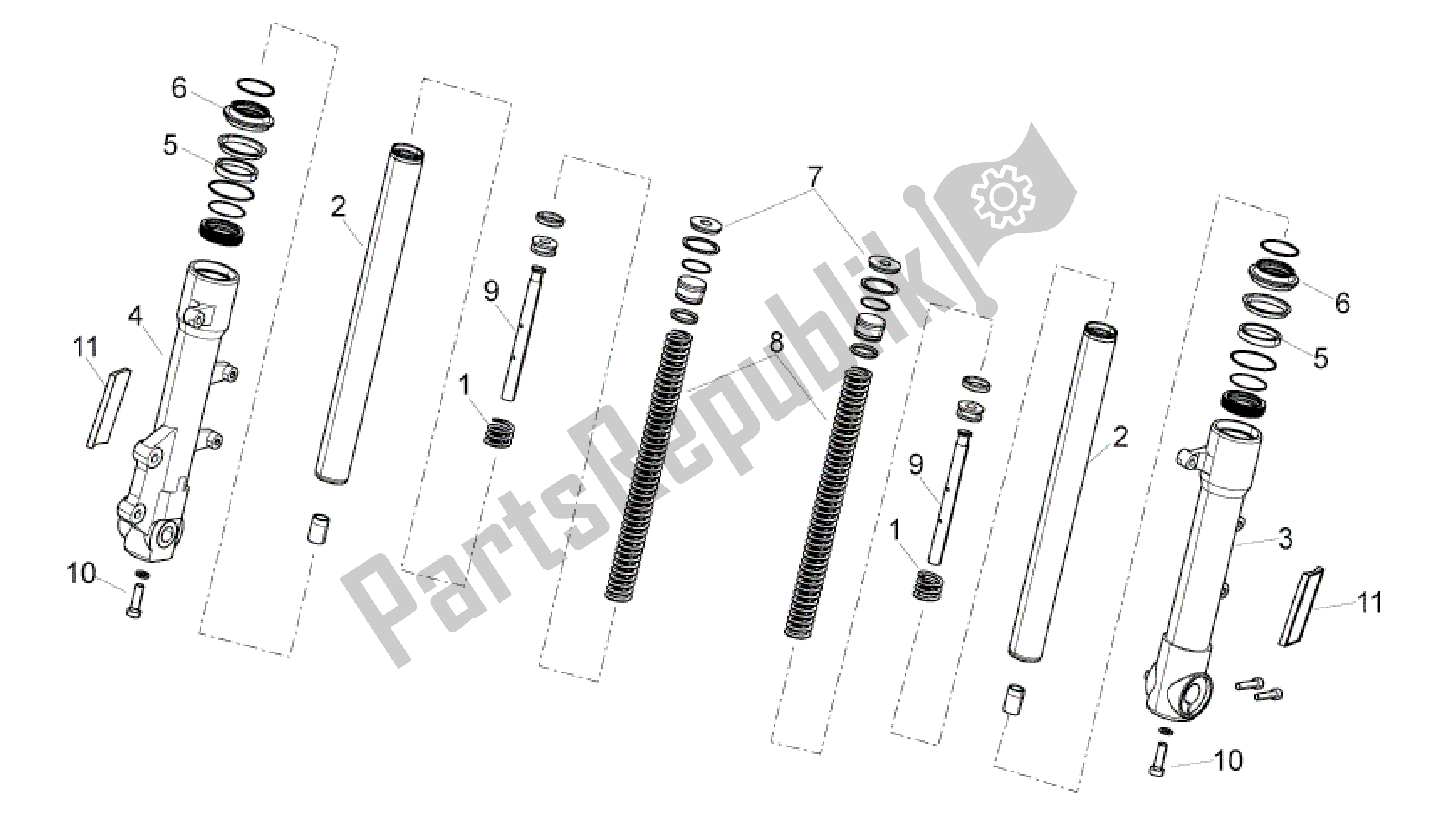 Toutes les pièces pour le Fourche Avant du Aprilia Sport City 50 2011