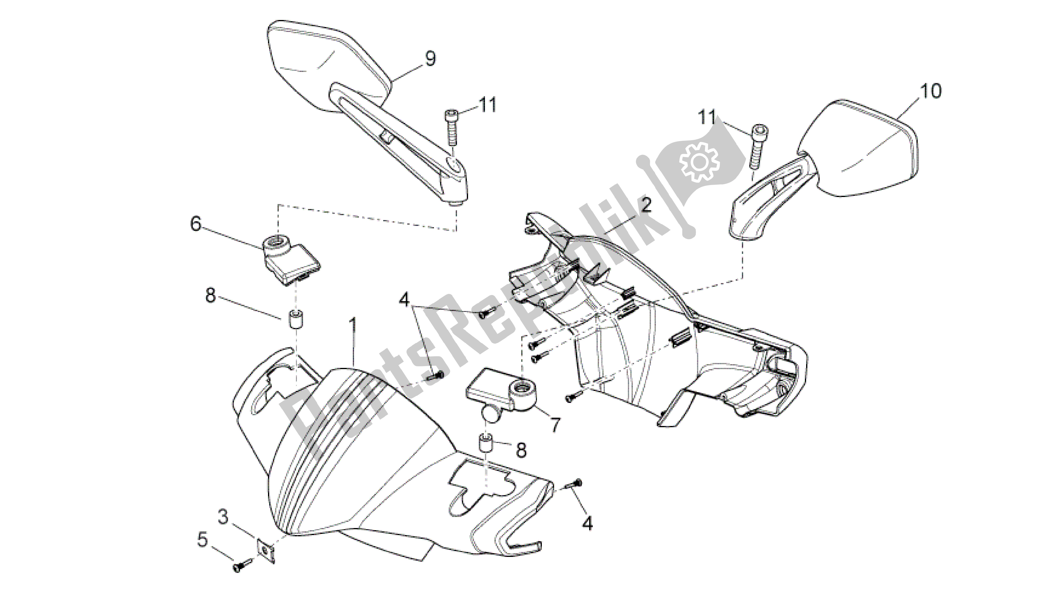 All parts for the Front Body Ii of the Aprilia Sport City 50 2011