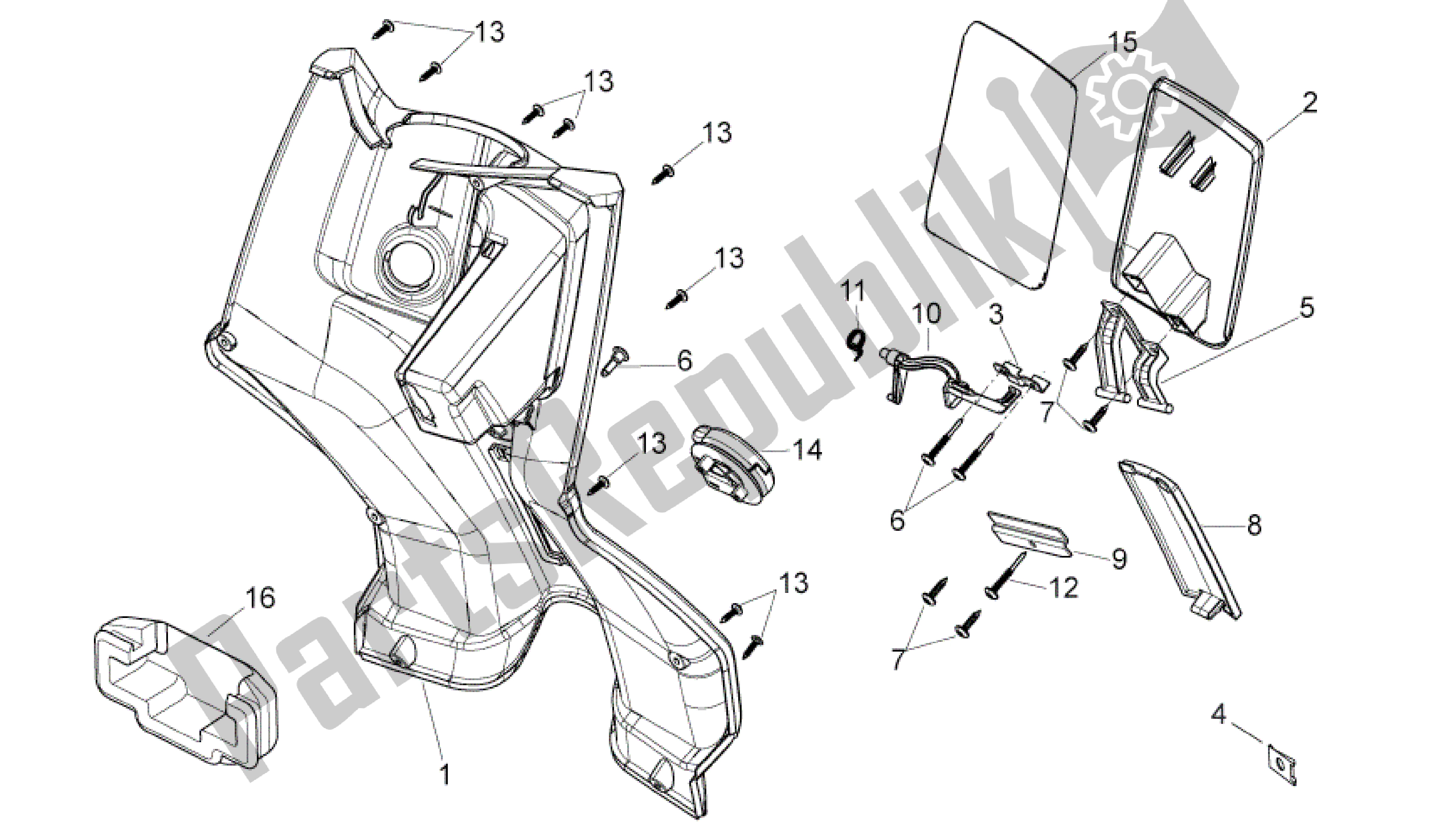 Tutte le parti per il Corpo Centrale I del Aprilia Sport City 50 2011