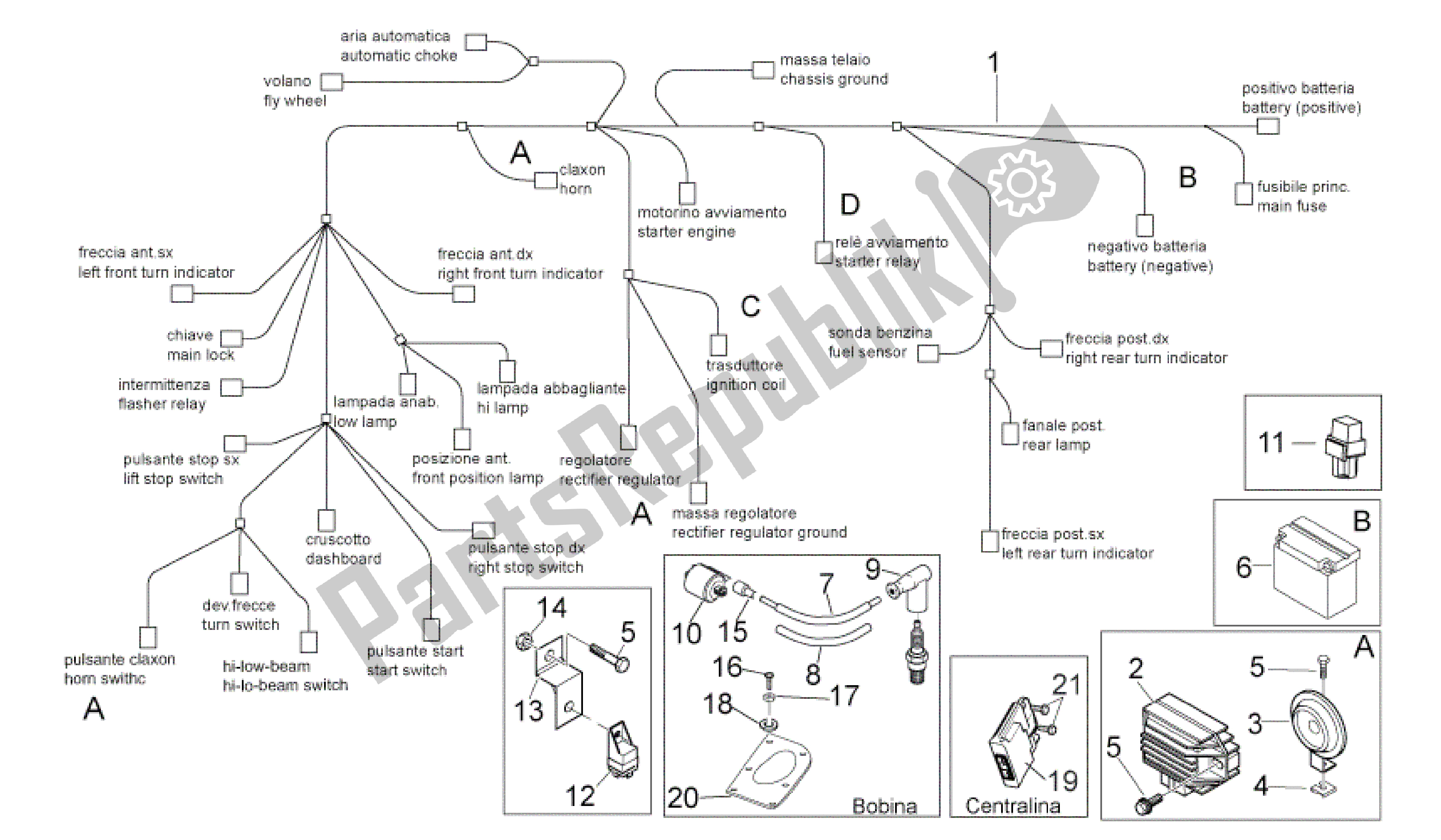 All parts for the Electrical System of the Aprilia Sport City 50 2011