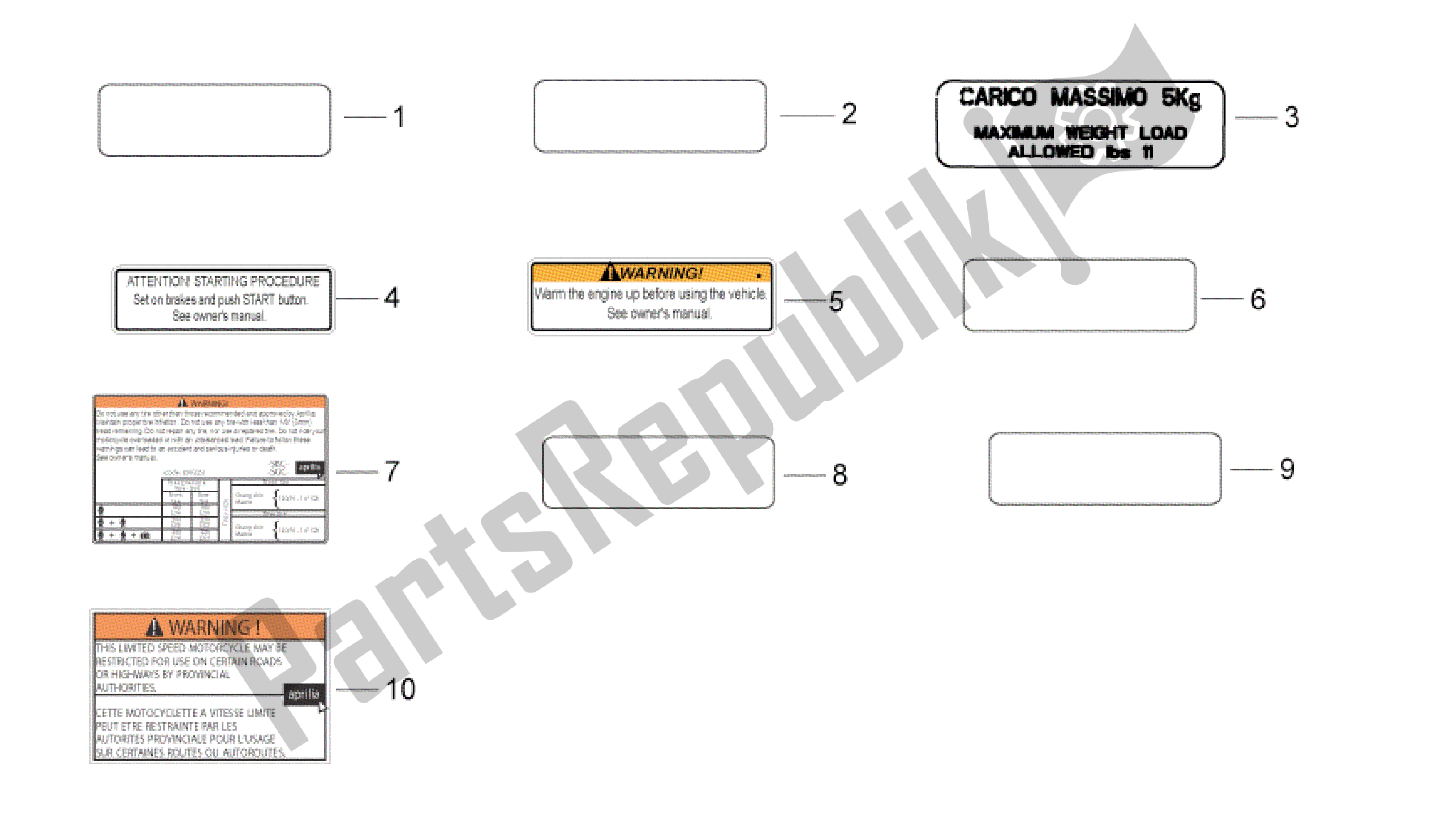 Todas as partes de Decalque Técnico do Aprilia Sport City 50 2011