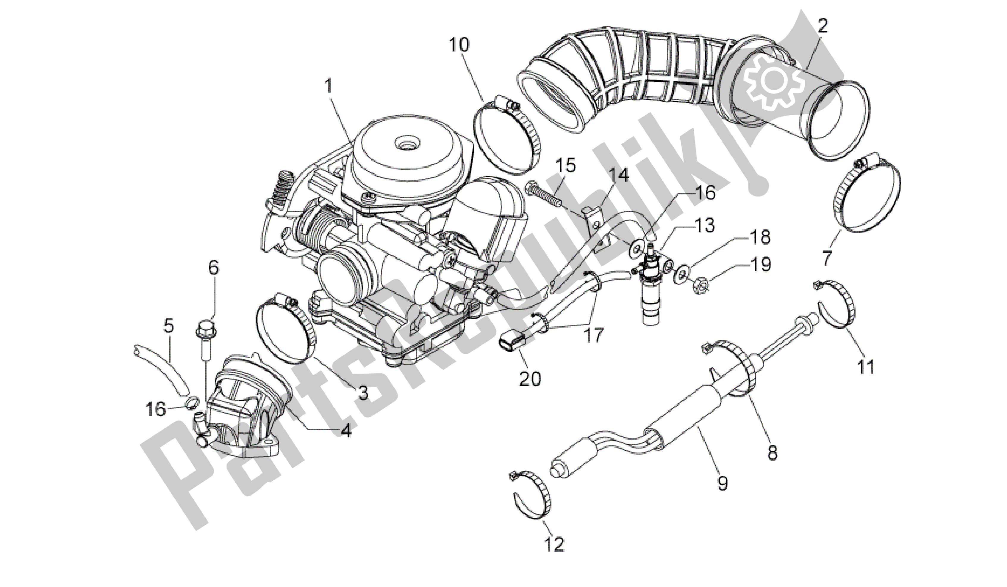 Alle onderdelen voor de Carburateur I van de Aprilia Sport City 50 2011