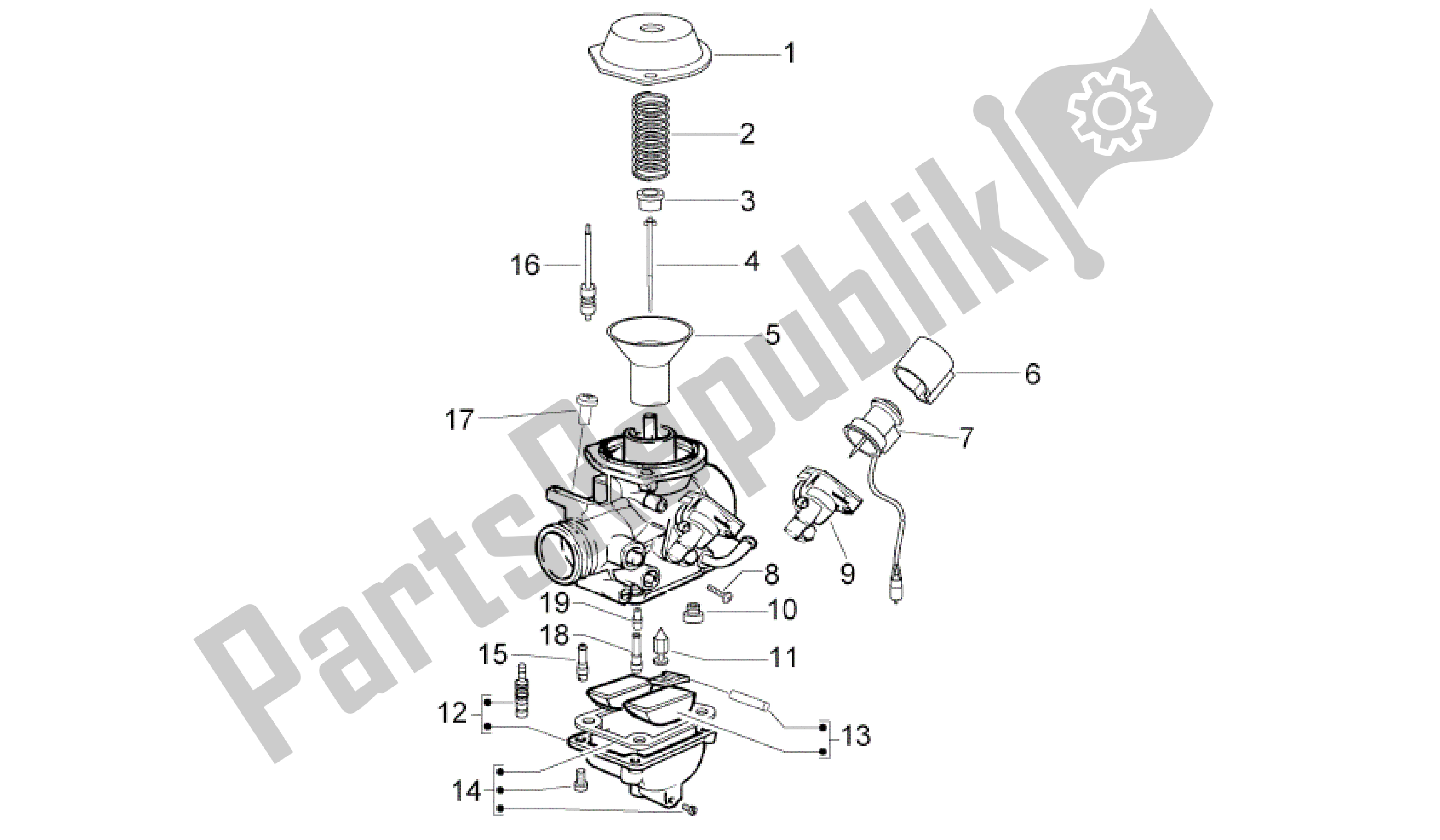 All parts for the Carburettor Ii of the Aprilia Sport City 50 2011