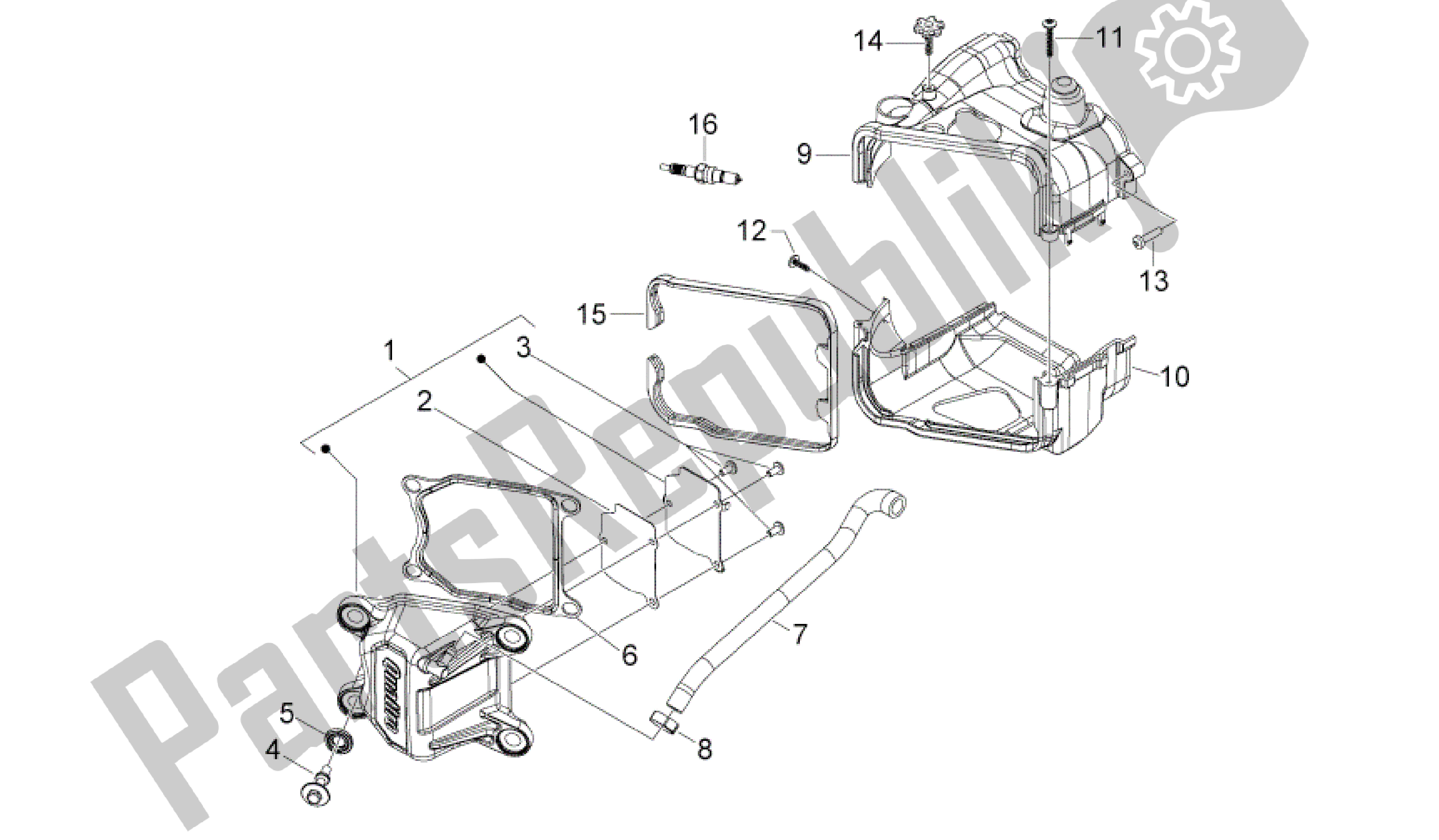 All parts for the Head Cover of the Aprilia Sport City 50 2011