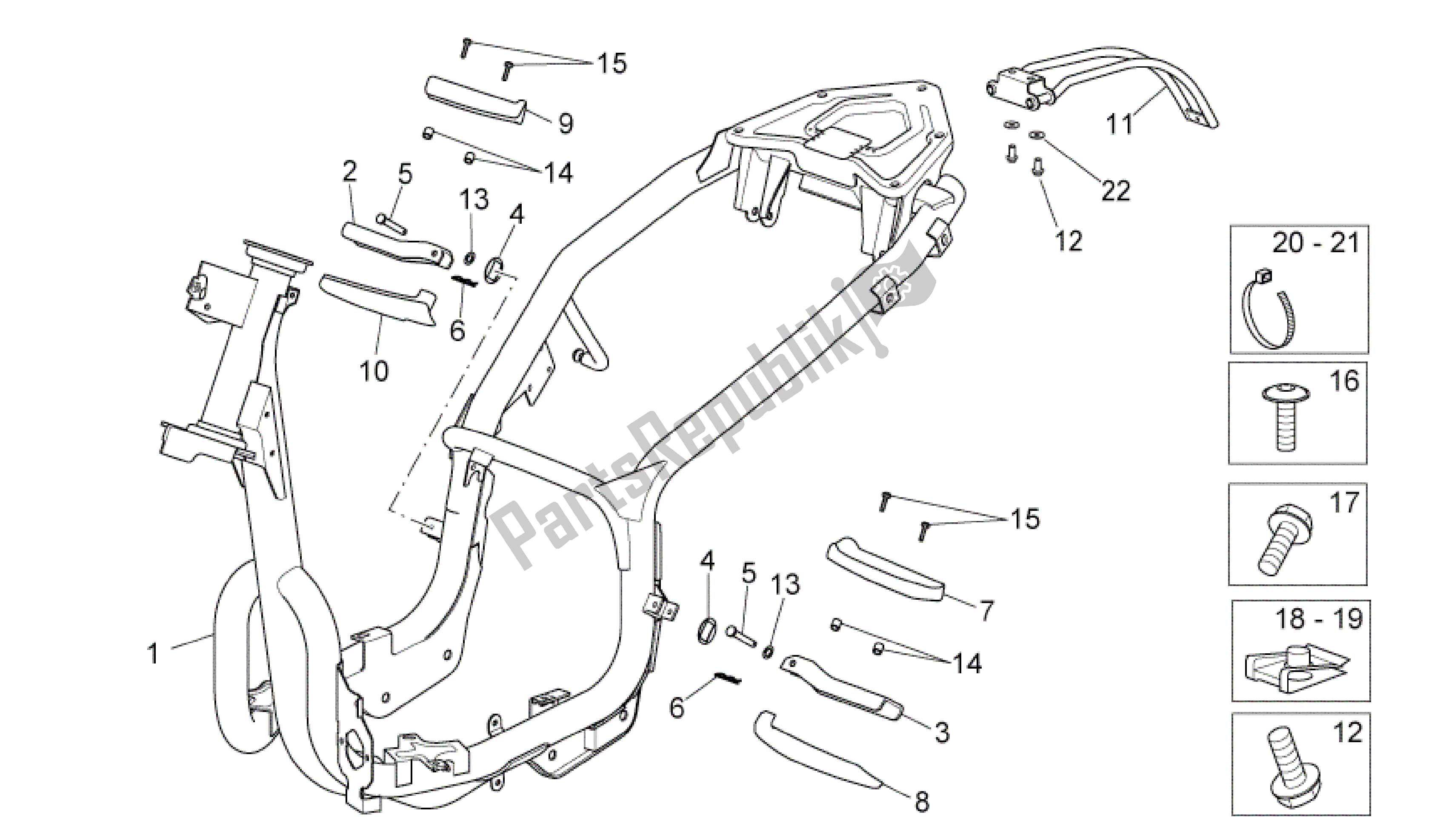 Alle onderdelen voor de Kader van de Aprilia Sport City 250 2008 - 2010