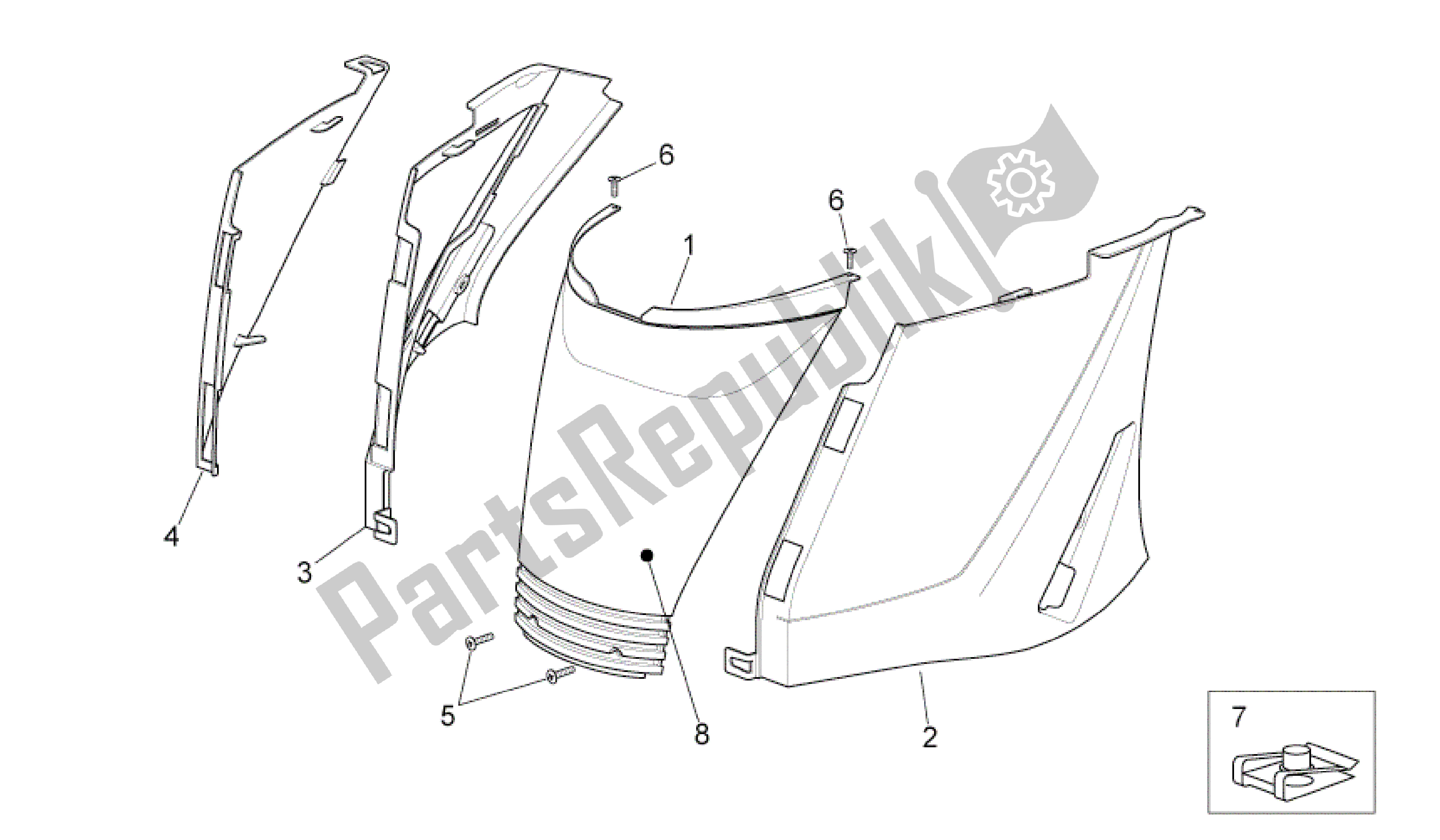 Alle Teile für das Hinterer Körper I des Aprilia Sport City 250 2008 - 2010