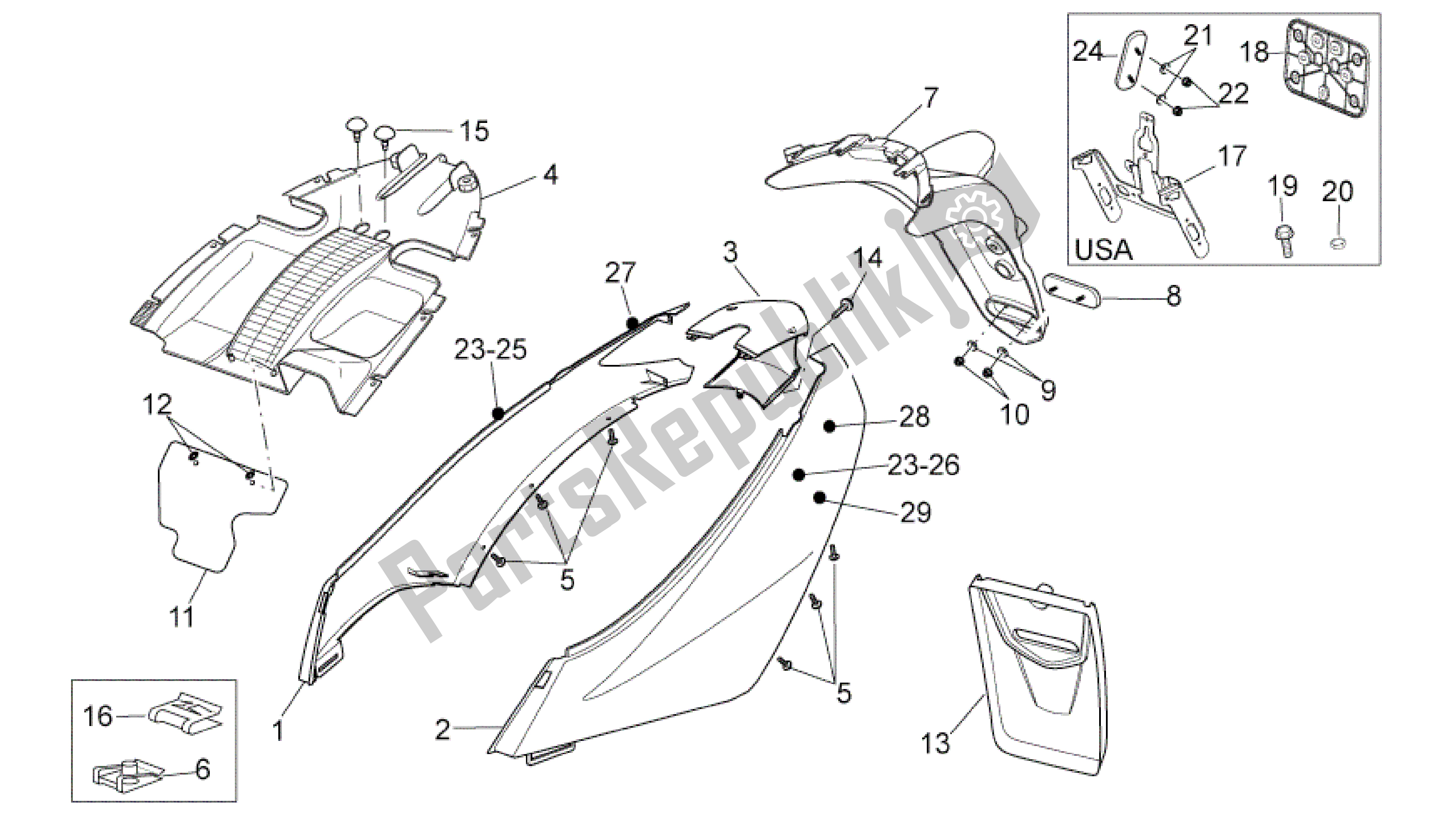 Toutes les pièces pour le Carrosserie Arrière Ii du Aprilia Sport City 250 2008 - 2010