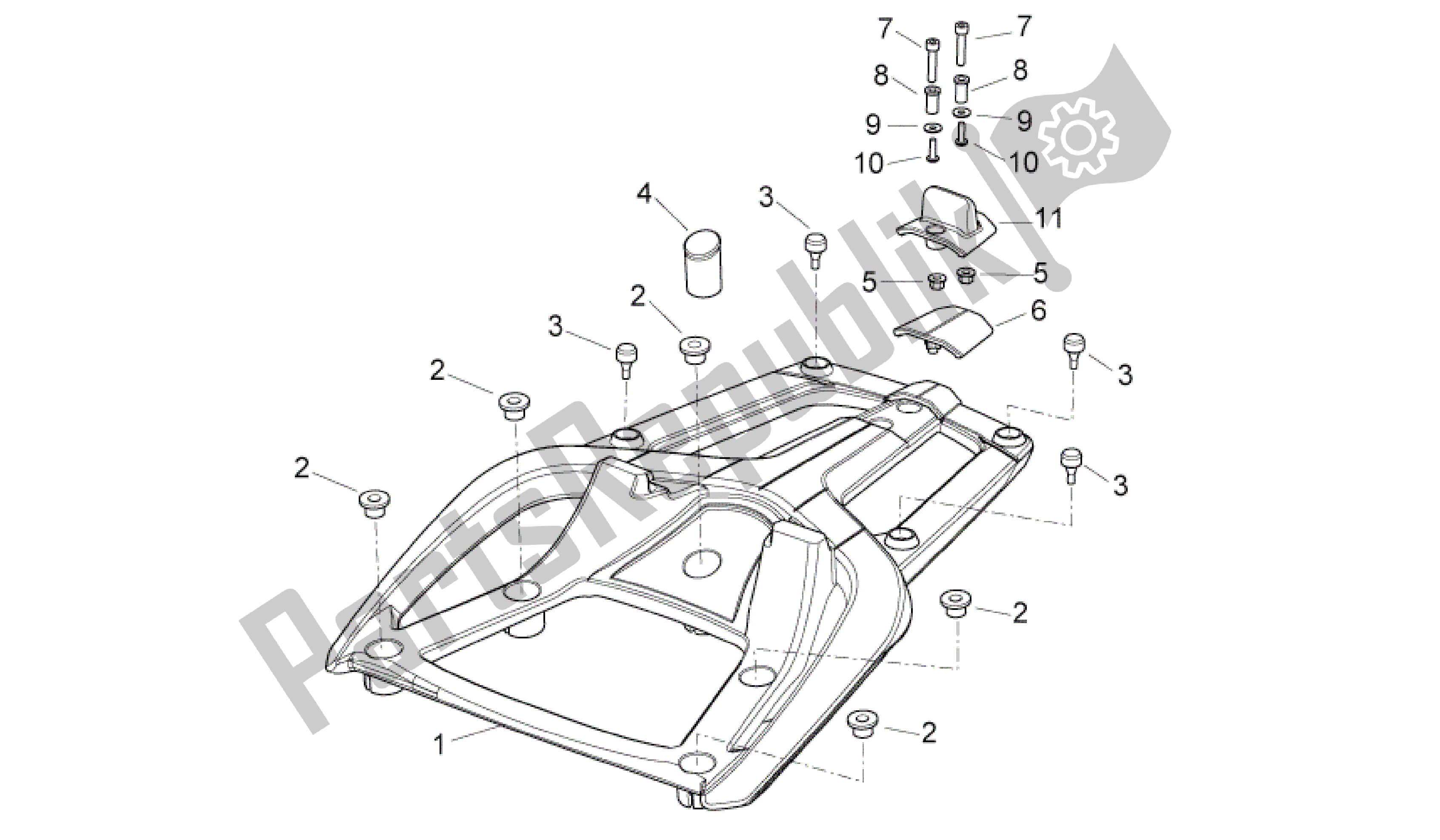 Todas as partes de Suporte De Caixa Superior do Aprilia Sport City 250 2008 - 2010