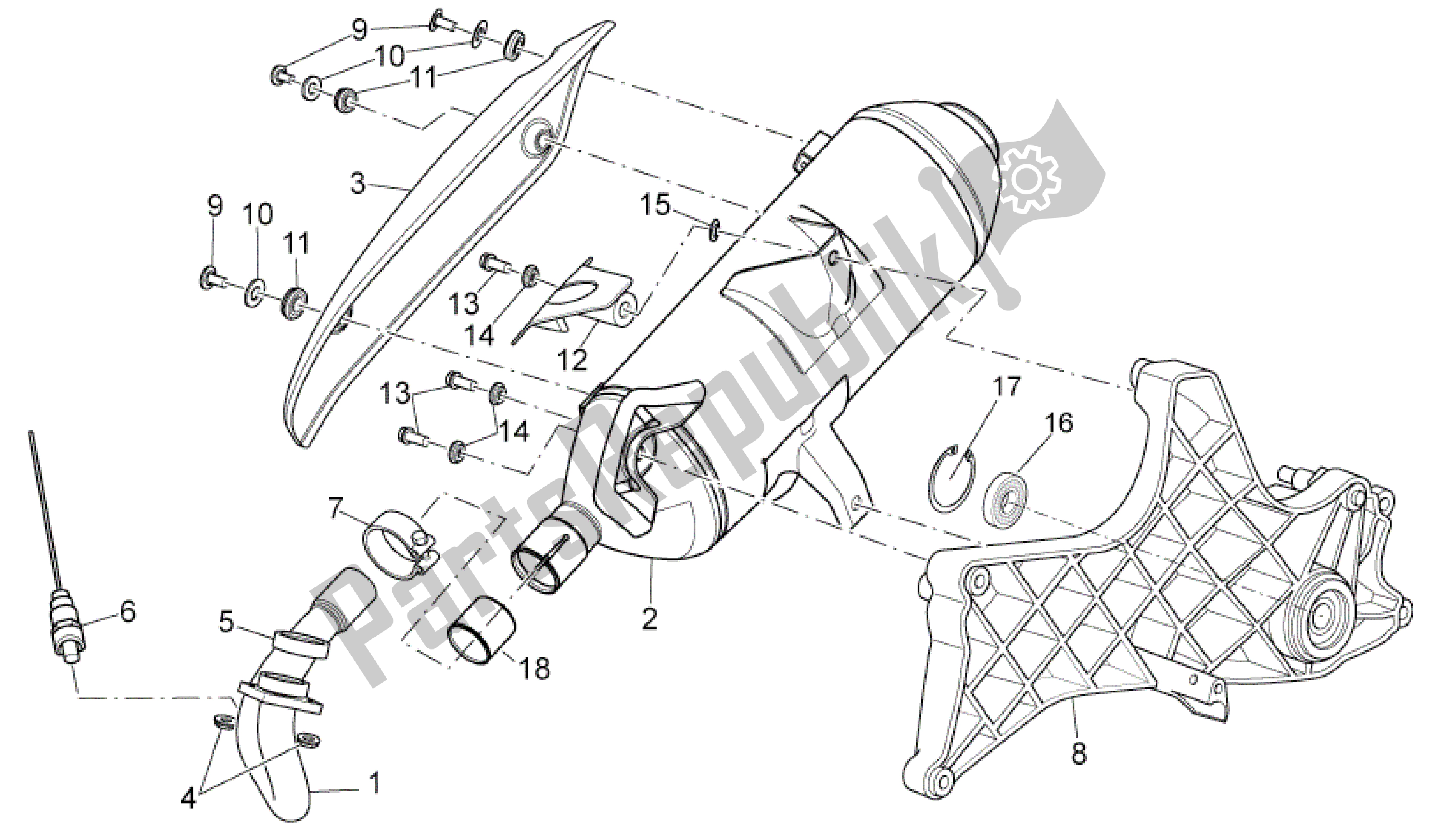 All parts for the Exhaust Unit of the Aprilia Sport City 250 2008 - 2010