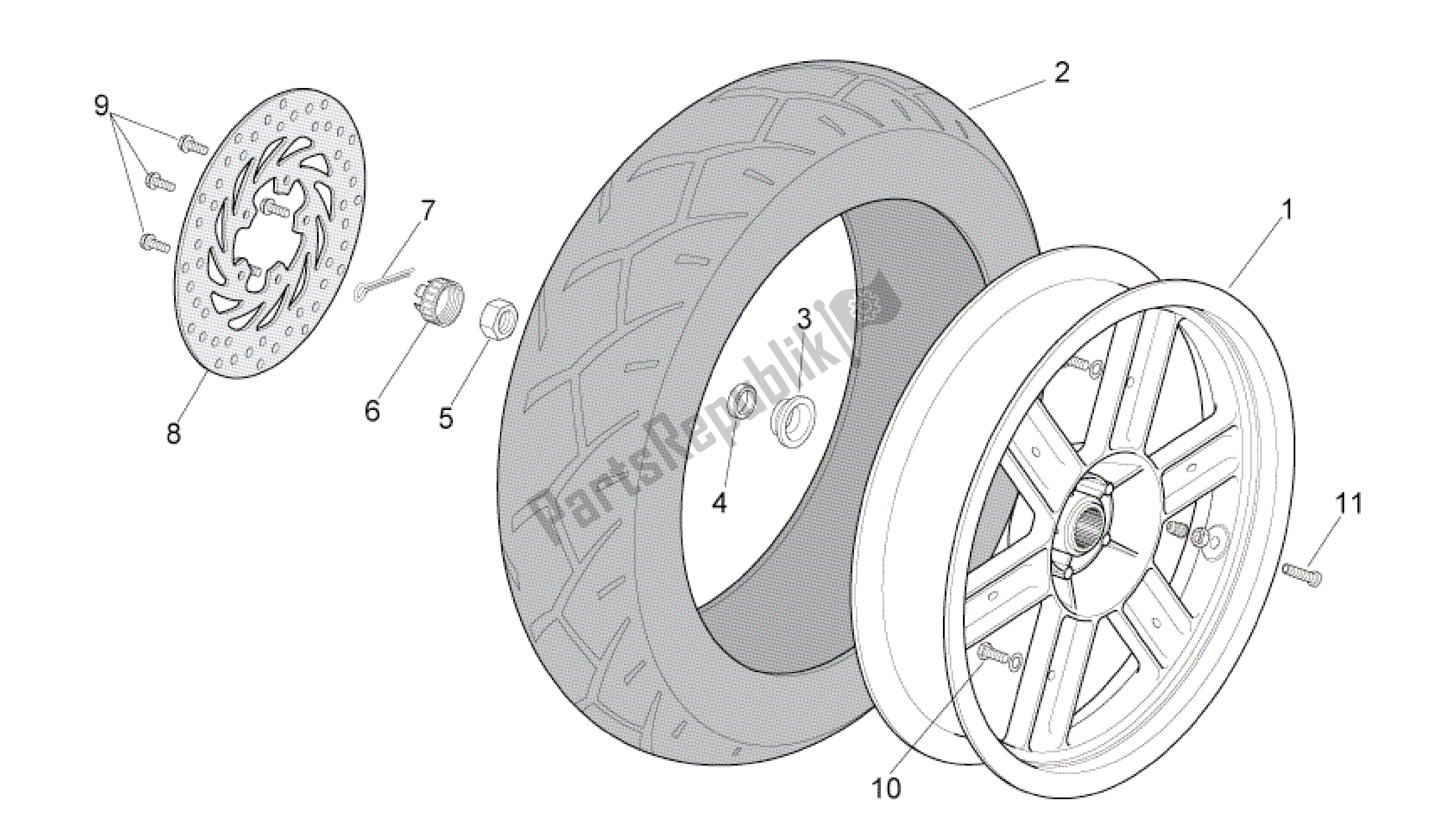 Todas las partes para Rueda Trasera de Aprilia Sport City 250 2008 - 2010