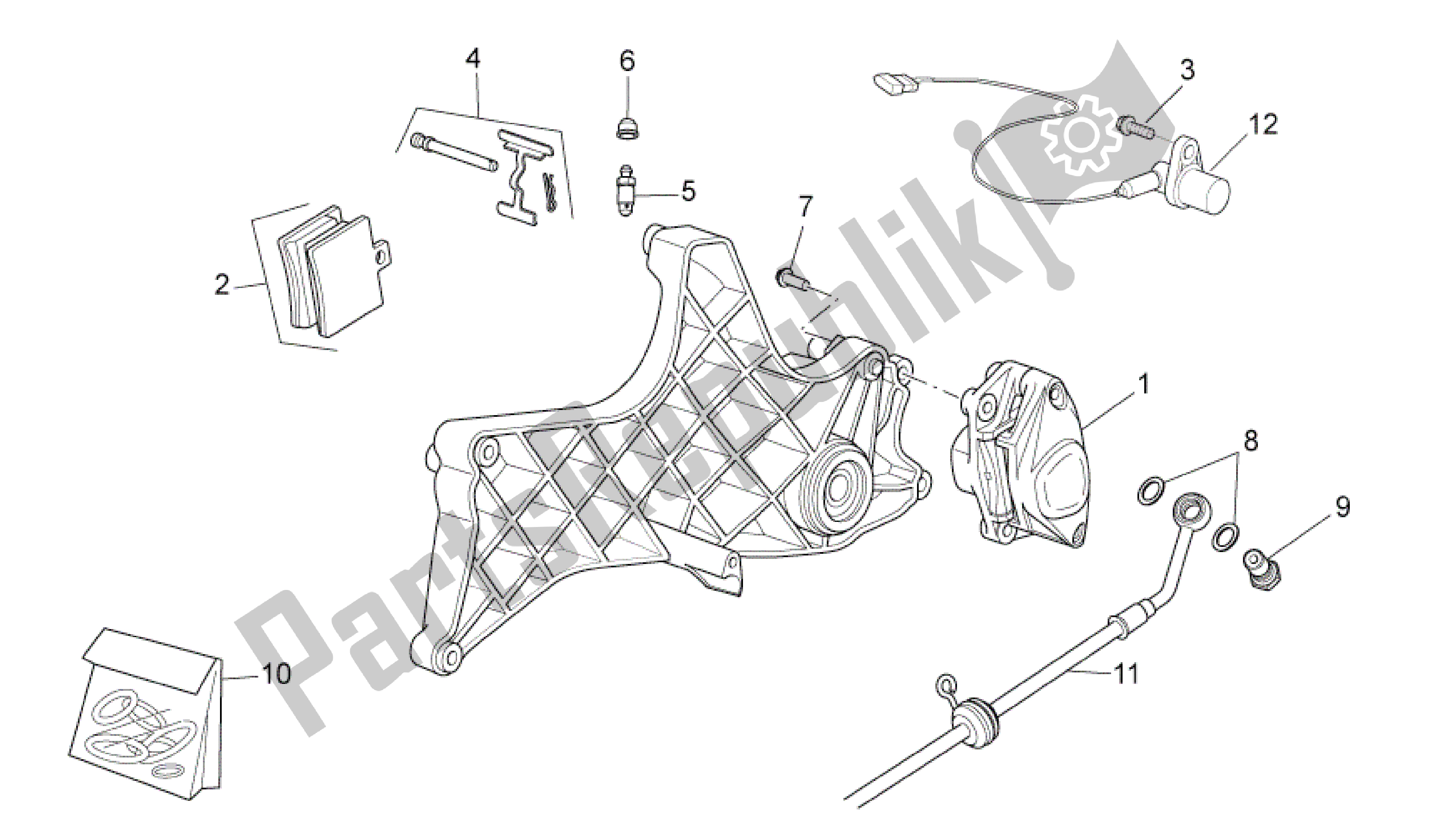 All parts for the Rear Caliper of the Aprilia Sport City 250 2008 - 2010