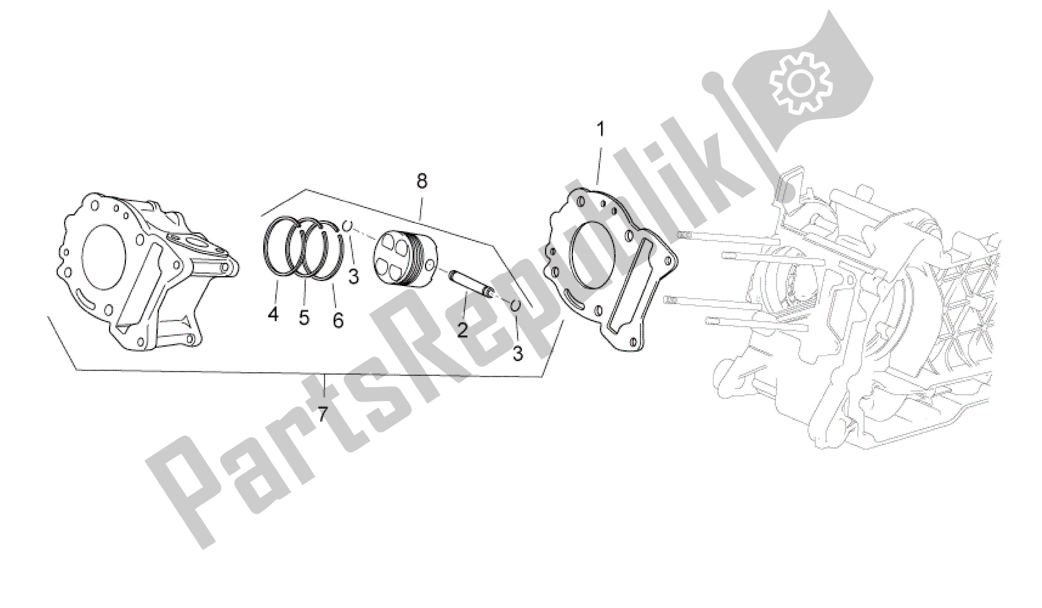 Wszystkie części do Cylinder Aprilia Sport City 250 2008 - 2010