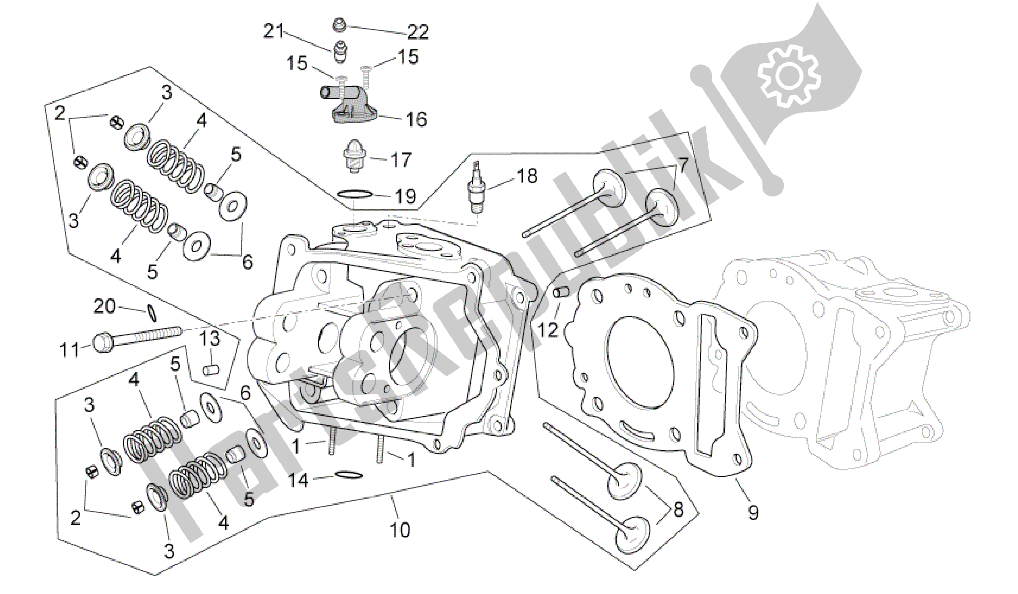 Todas as partes de Cabeça De Cilindro do Aprilia Sport City 250 2008 - 2010