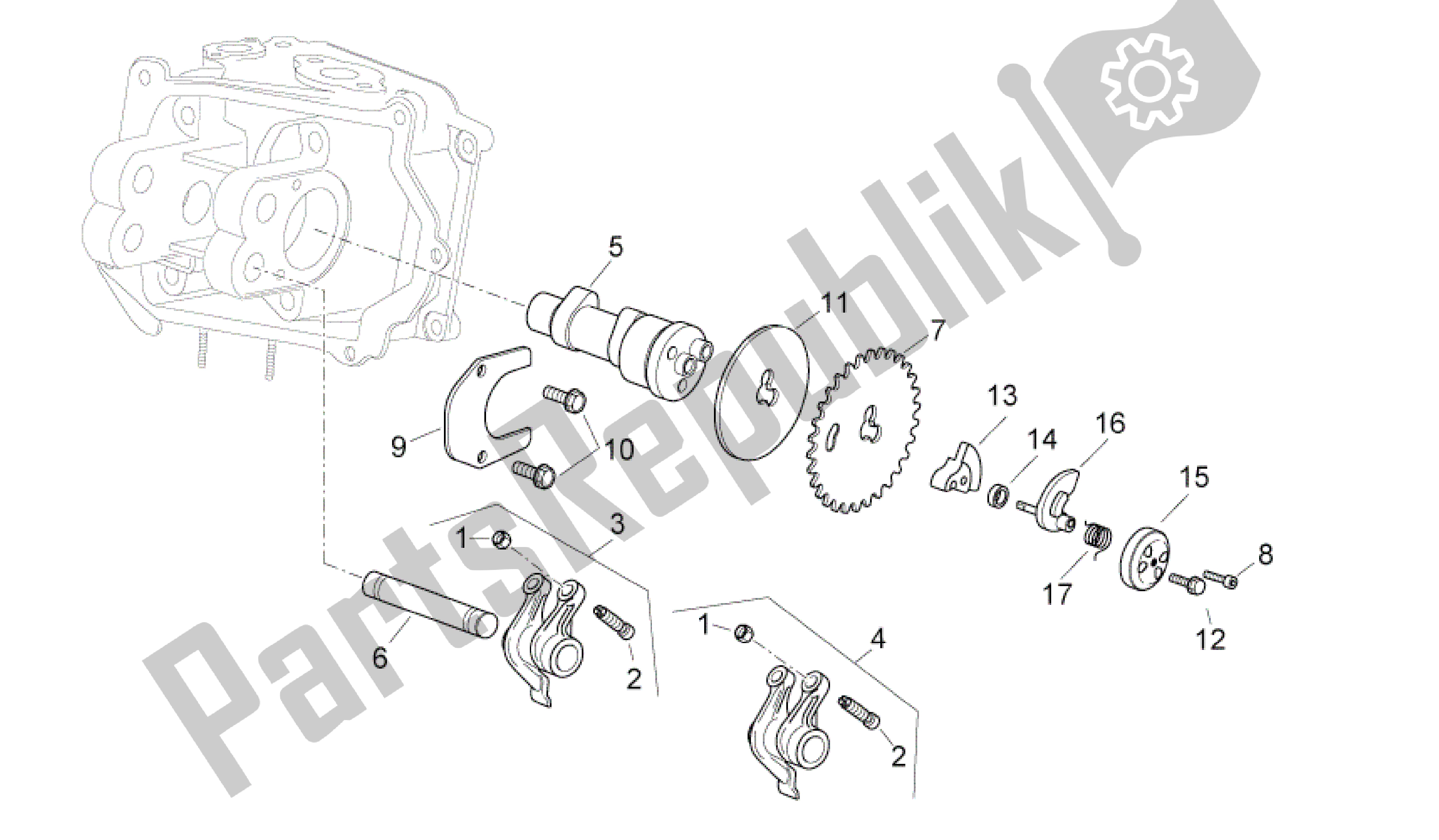 All parts for the Camshaft of the Aprilia Sport City 250 2008 - 2010