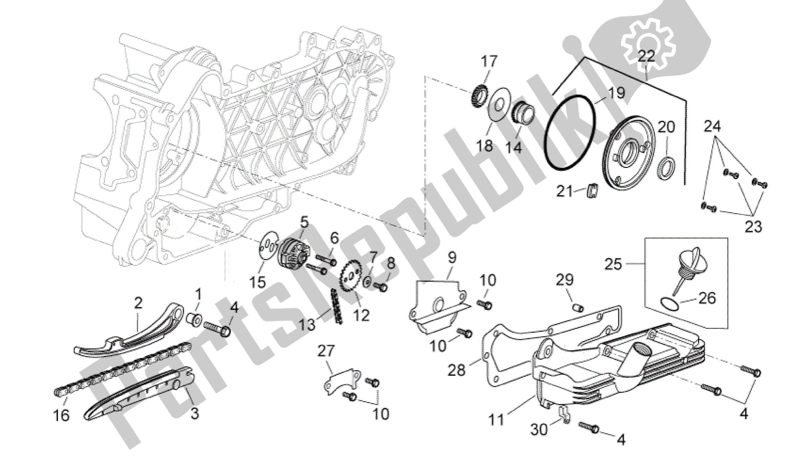 All parts for the Oil Pump of the Aprilia Sport City 250 2008 - 2010