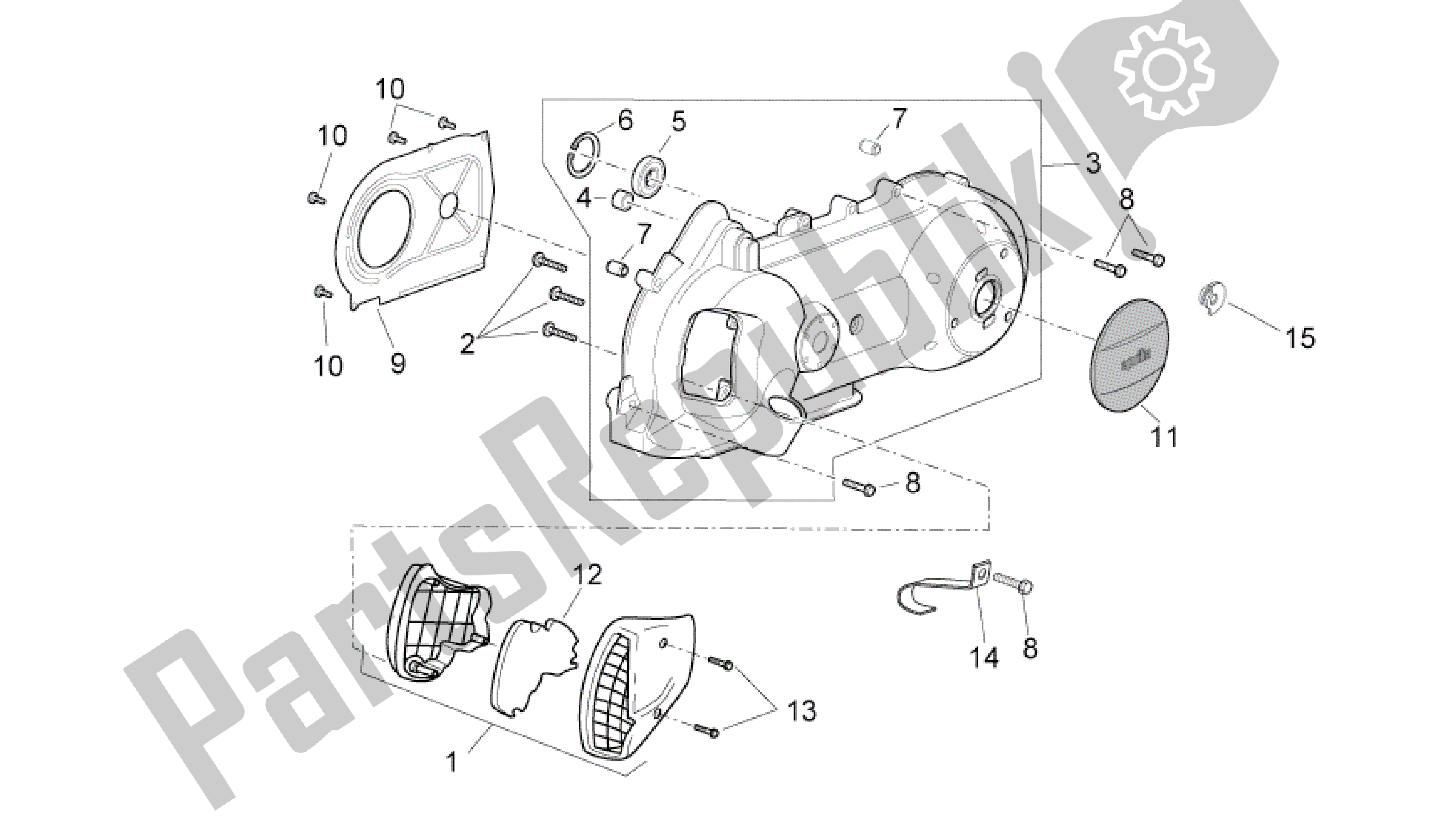 All parts for the Variator Cover of the Aprilia Sport City 250 2008 - 2010